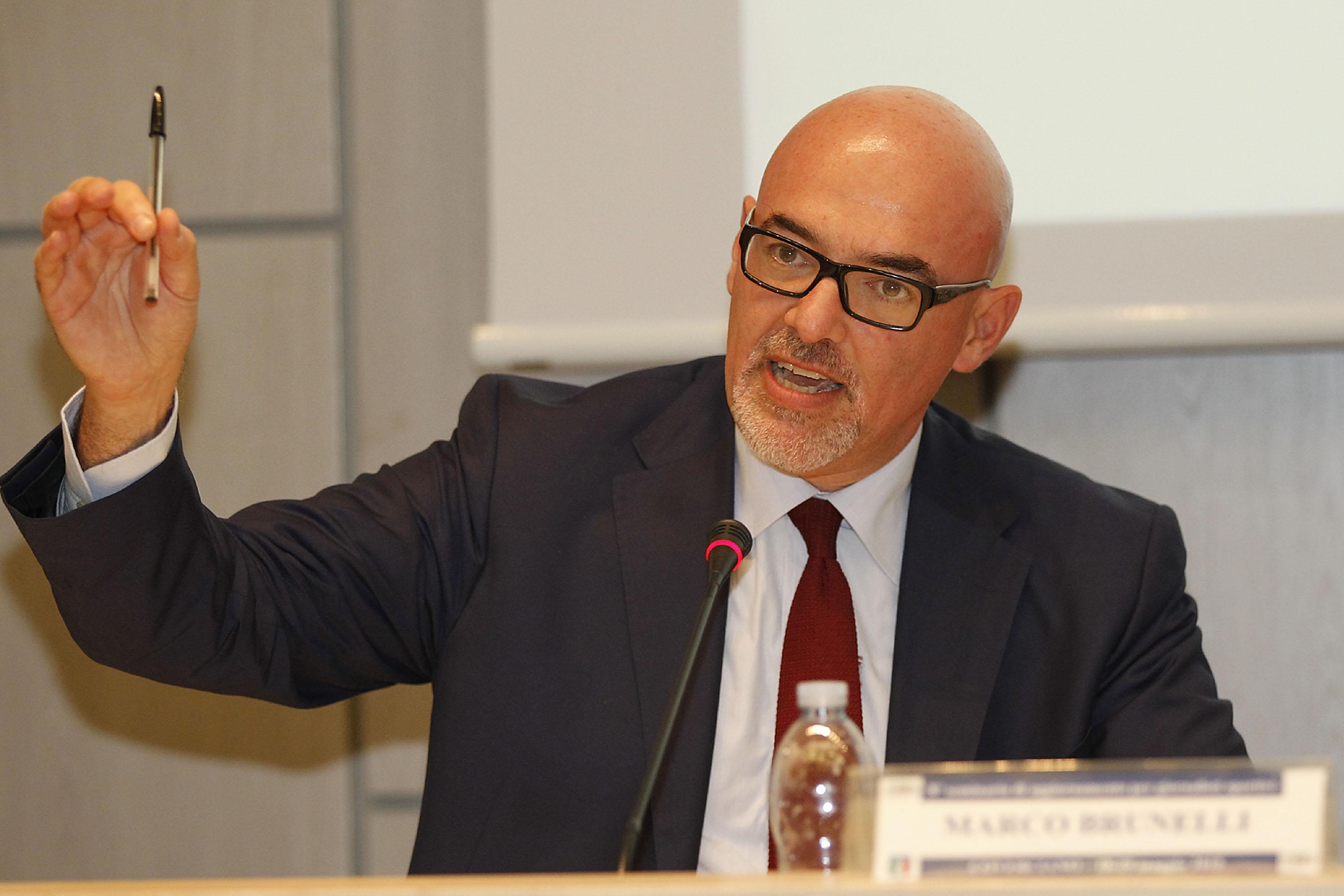 FLORENCE, ITALY - MAY 18: Marco Brunelli (General manager Lega Serie A) during an Italian Football Federation seminar at Coverciano on May 18, 2015 in Florence, Italy.  (Photo by Gabriele Maltinti/Getty Images)