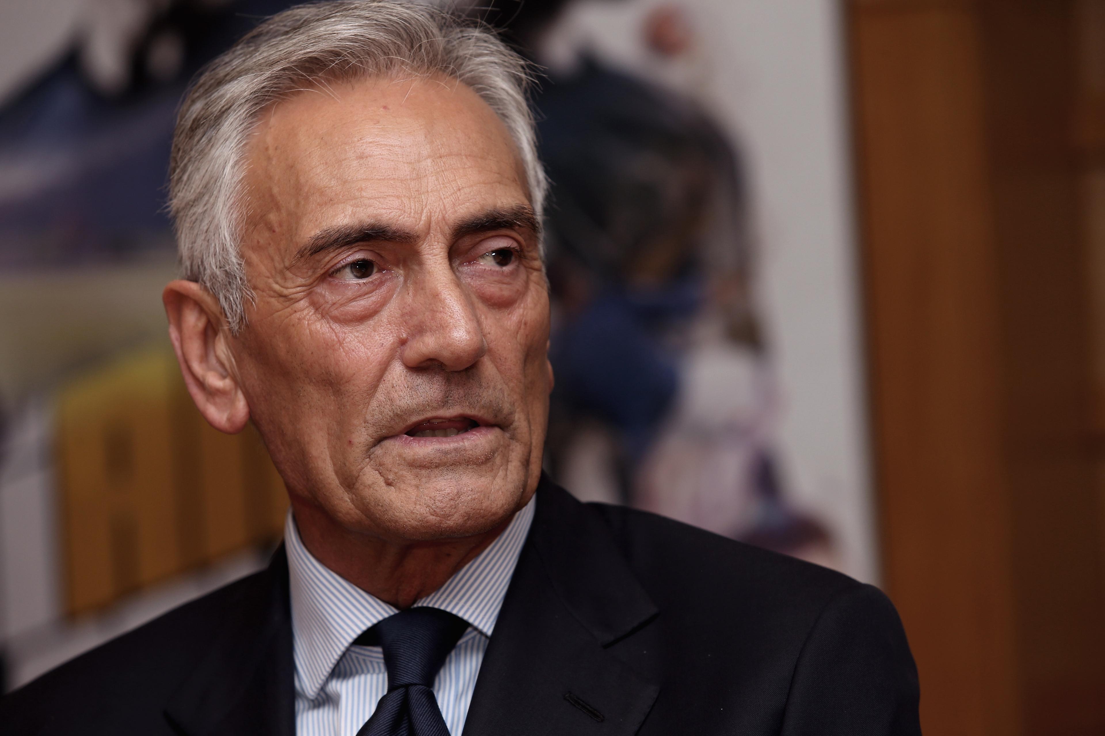 ROME, ITALY - NOVEMBER 26:  ROME, ITALY - NOVEMBER 26 : FIGC President Gabriele Gravina attends a press conference after the Italian Football Federation (FIGC) federal council meeting on November 26, 2018 in Rome, Italy.  (Photo by Paolo Bruno/Getty Images)