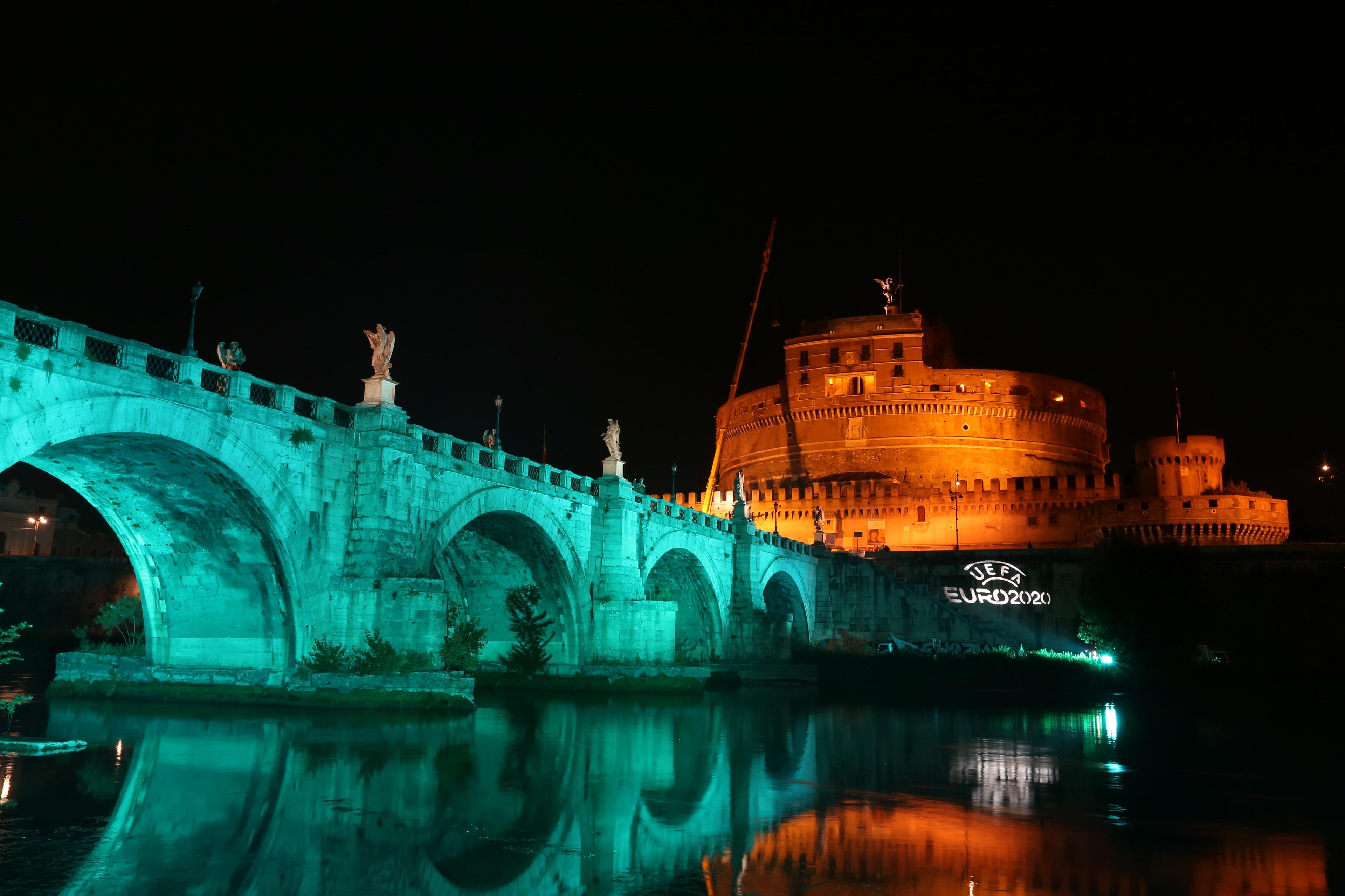 ROME, ITALY - JUNE 11:  A general view of Castel Sant\\' Angelo bridge for Roma 2020 on June 11, 2019 in Rome, Italy.  (Photo by Paolo Bruno/Getty Images)..