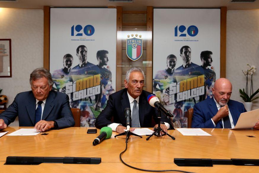ROME, ITALY - JULY 30 :  The President of  FIGC Gabriele Gravina attends the Federal council press conference on July 30, 2019 in Rome, Italy.  (Photo by Paolo Bruno/Getty Images)\\r\\r