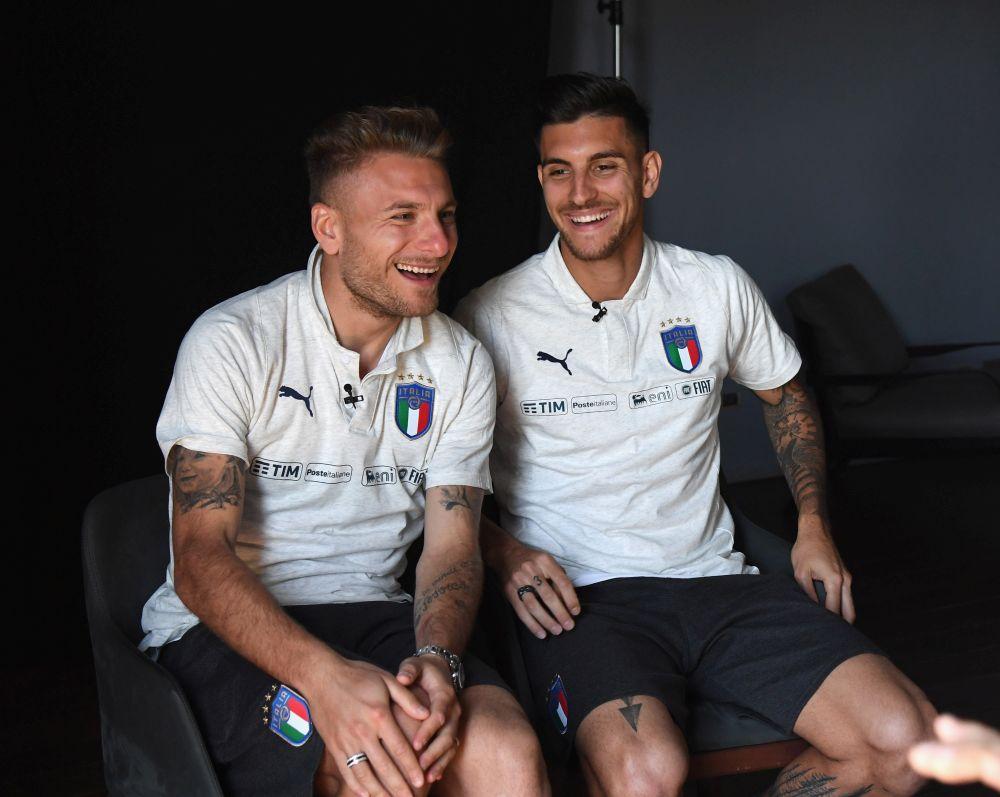 FLORENCE, ITALY - JUNE 05: Backstage UEFA Immobile and Pellegrini at Centro Tecnico Federale di Coverciano on June 5, 2019 in Florence, Italy. (Photo by Claudio Villa/Getty Images)