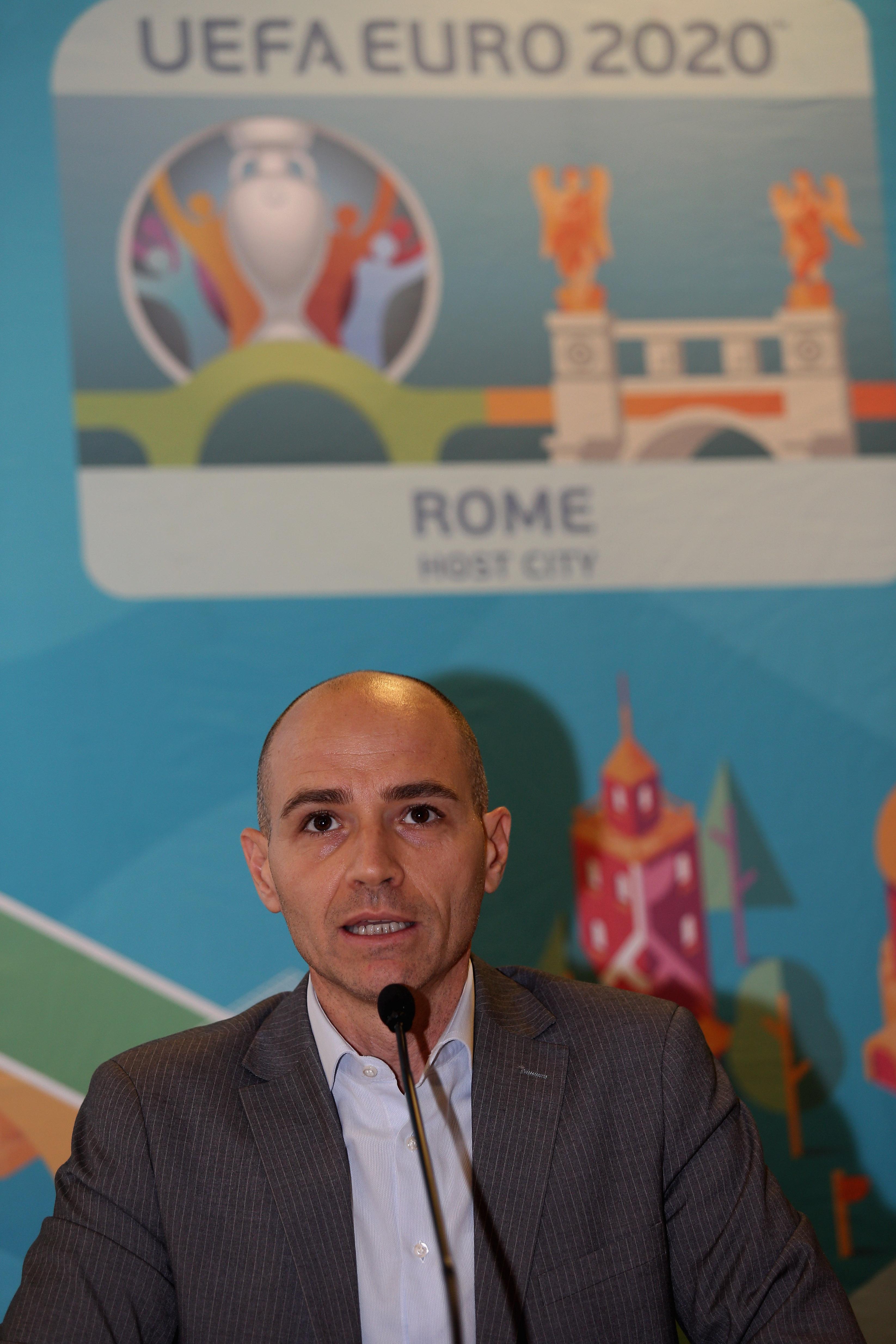 ROME, ITALY - DECEMBER 03: Roma Sport Councellor Daniele Frongia attends the FIGC and Ussi press conference at Olimpico Stadium on December 3, 2019 in Rome, Italy. (Photo by Paolo Bruno/Getty Images) *** Local Caption *** Daniele Frongia