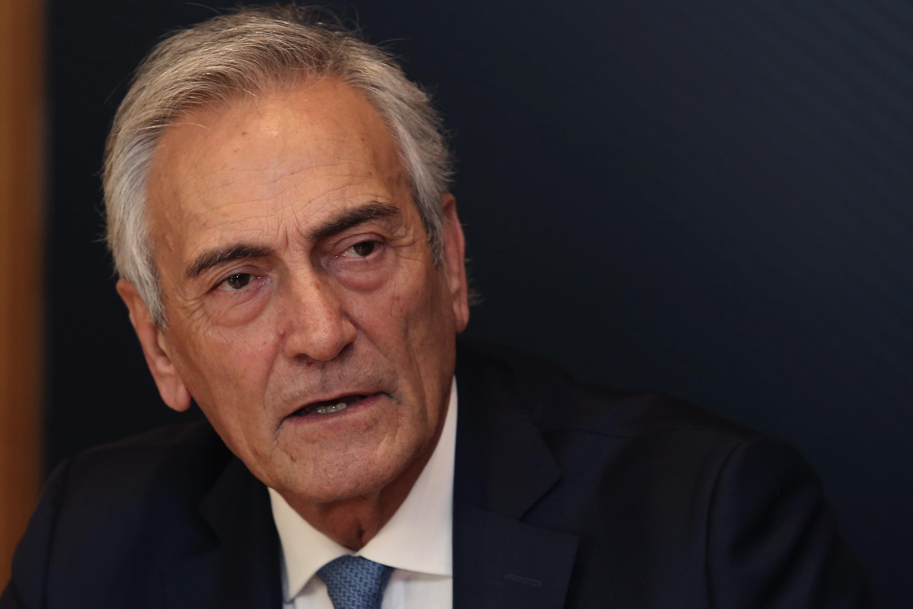 ROME, ITALY - DECEMBER 10:  FIGC President Gabriele Gravina attends the press conference after the Italian Football Federation (FIGC) council meeting on December 10, 2019 in Rome, Italy.  (Photo by Paolo Bruno/Getty Images)