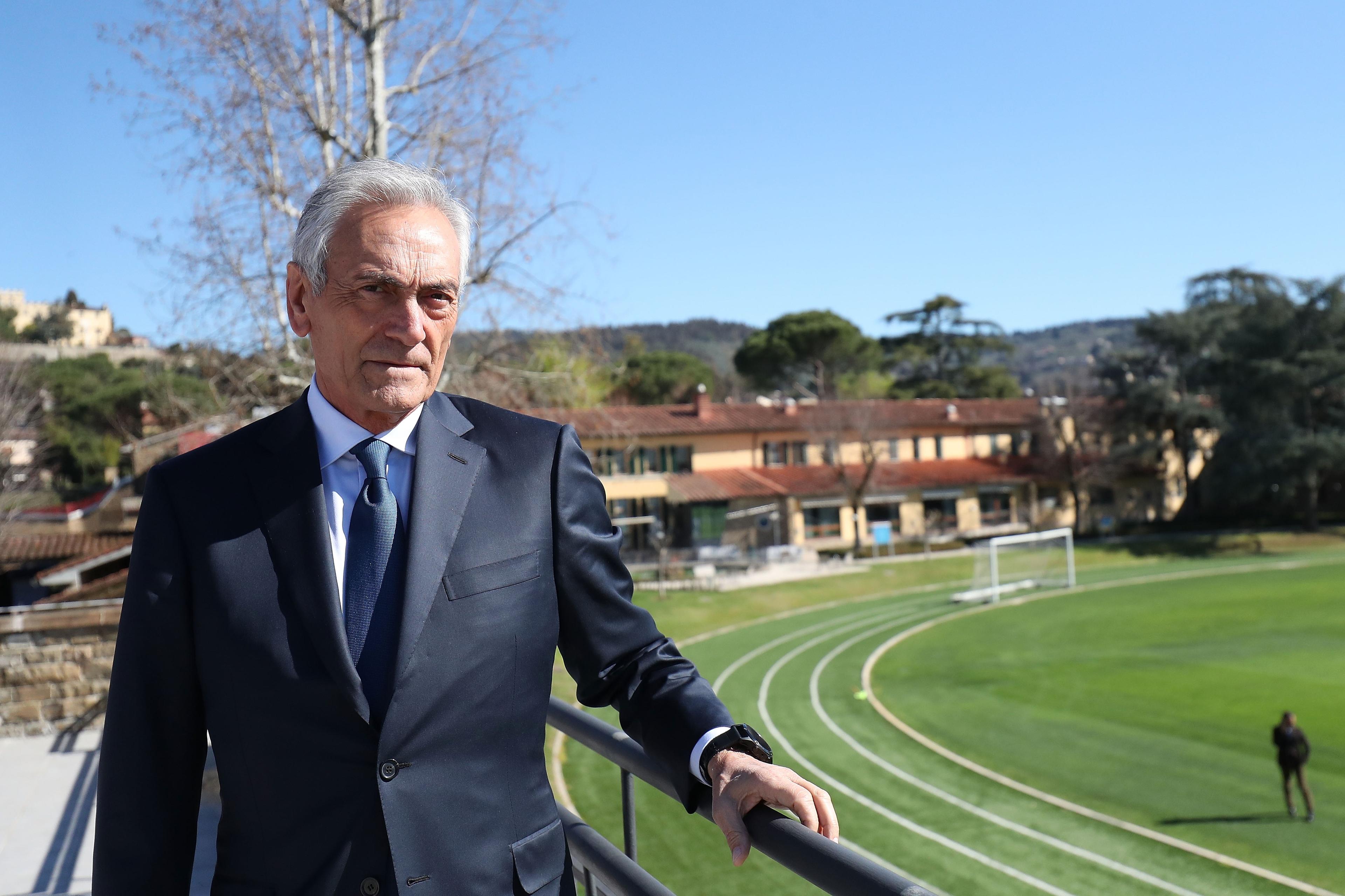 FLORENCE, ITALY - MARCH 12: Gabriele Gravina president of FIGC at Centro Tecnico Federale di Coverciano on March 12, 2019 in Florence, Italy.  (Photo by Gabriele Maltinti/Getty Images)