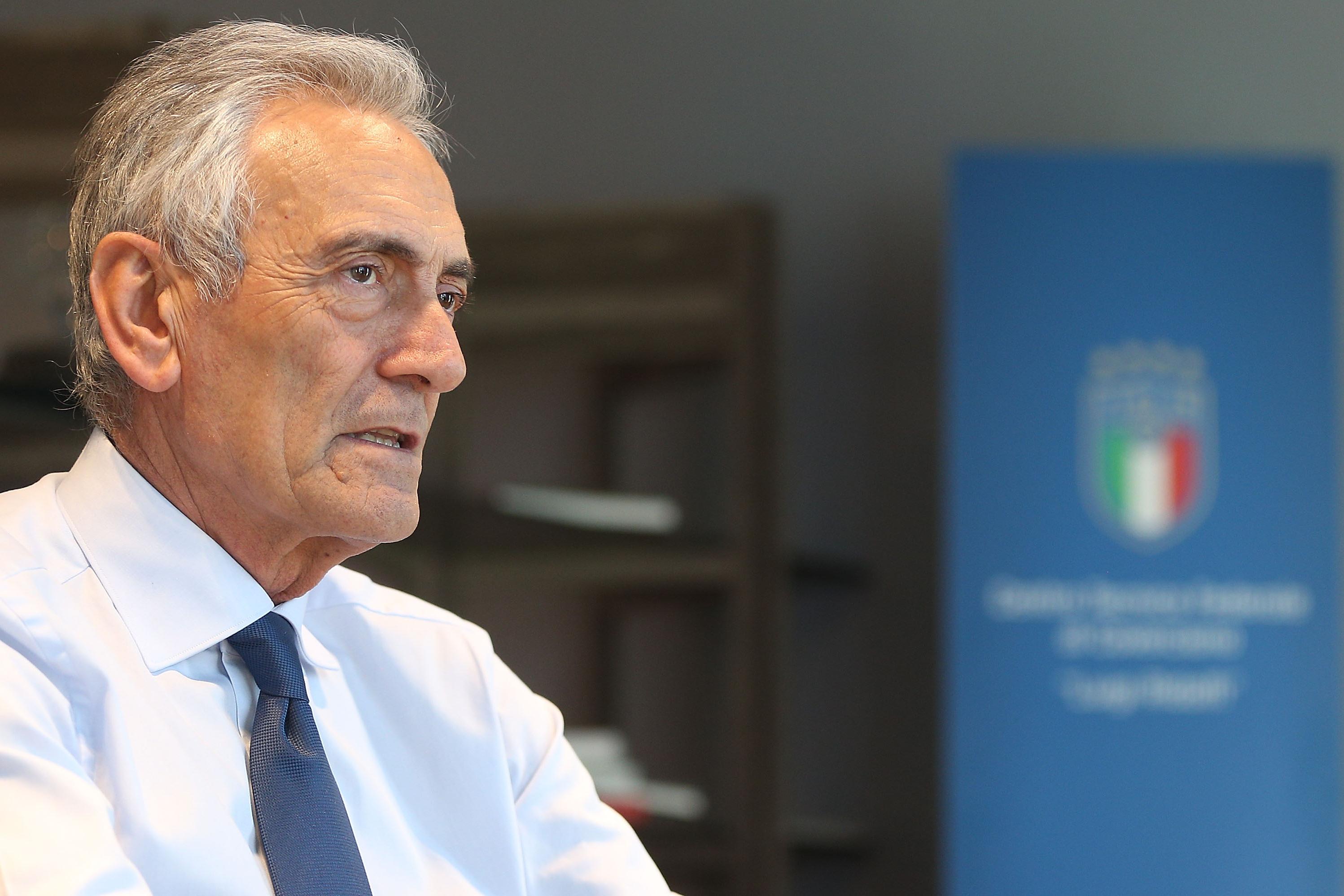 FLORENCE, ITALY - MARCH 12: Gabriele Gravina president of FIGC at Centro Tecnico Federale di Coverciano on March 12, 2019 in Florence, Italy.  (Photo by Gabriele Maltinti/Getty Images)