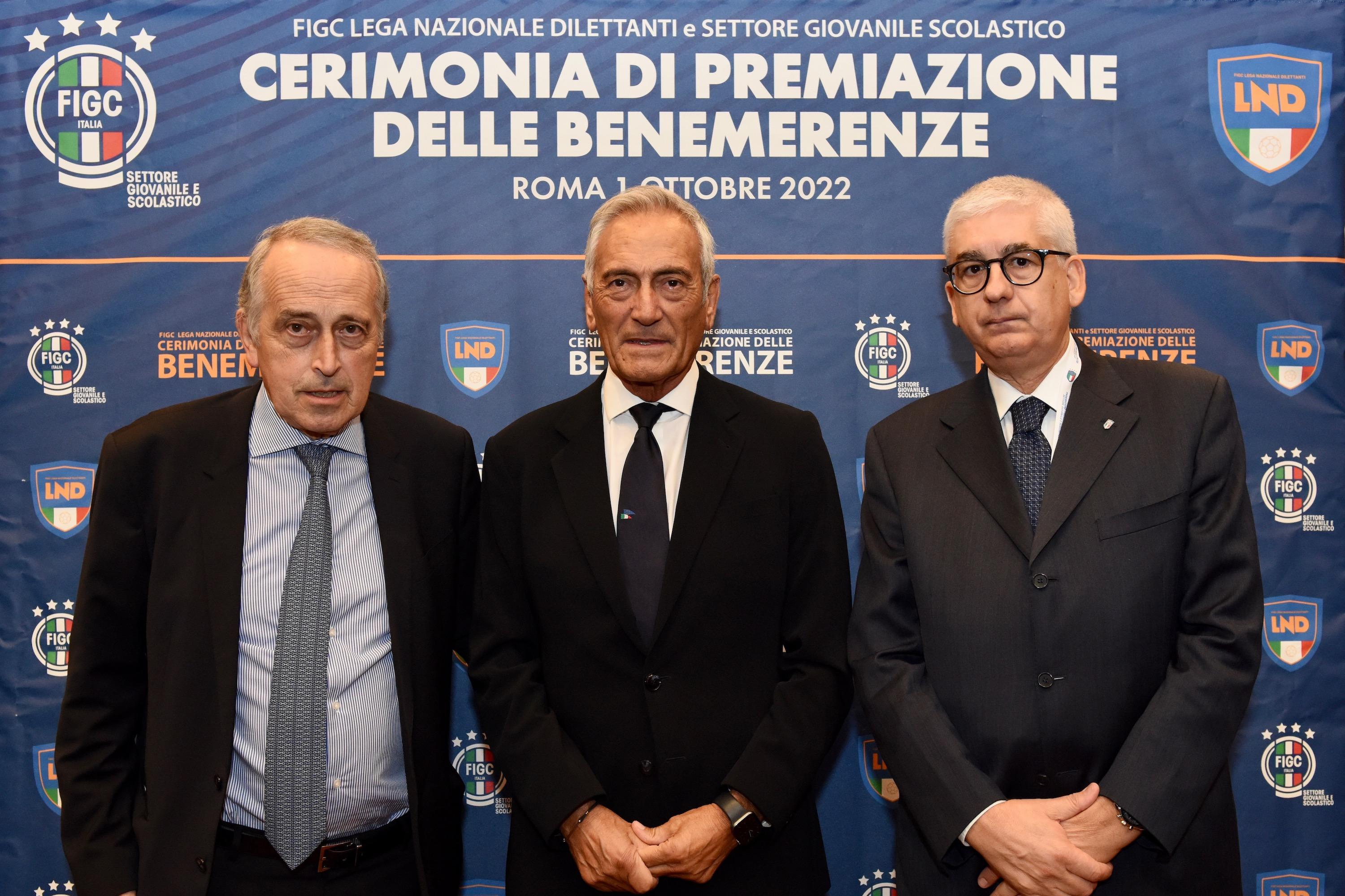 Le Benemerenze ai club e ai dirigenti impegnati nel calcio di base. Gravina: \"La vostra passione è l’anima del calcio\"