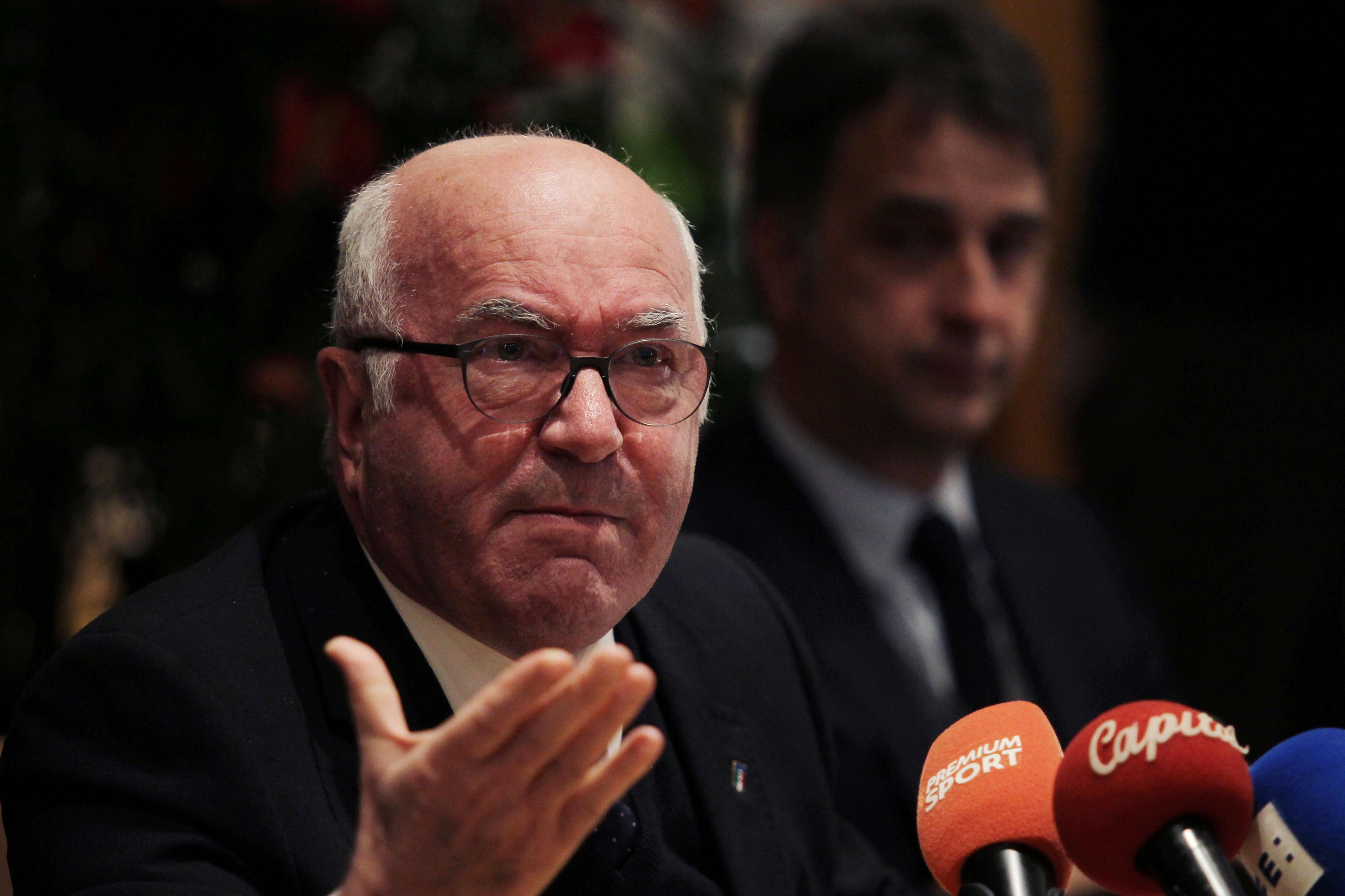 ROME, ITALY -NOVEMBER 20: FIGC President Carlo Tavecchio during the press conference on 20 2017 in Rome, Italy. (Photo by Paolo Bruno/Getty Images)\\r