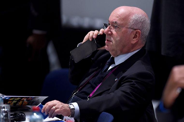 ZURICH, SWITZERLAND - FEBRUARY 26: Carlo Tavecchio, President of the Italian Football Federation talks on his phone prior to the Extraordinary FIFA Congress at Hallenstadion on February 26, 2016 in Zurich, Switzerland. (Photo by Matthias Hangst/Getty Images)