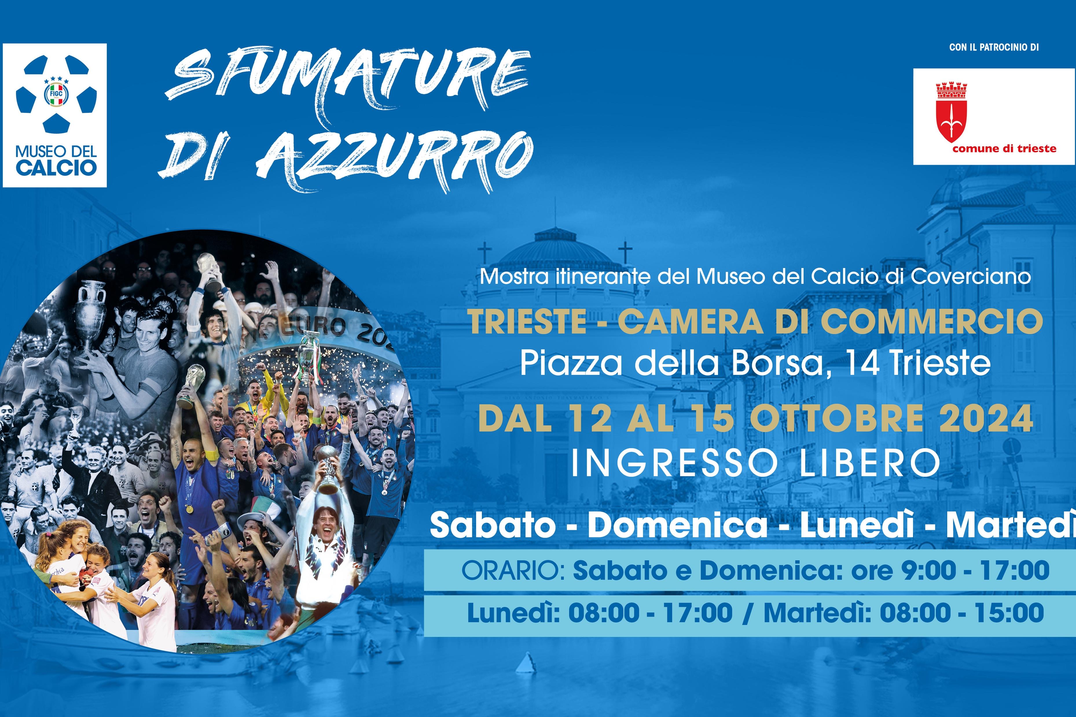 'Sfumature di Azzurro' fa tappa a Trieste: da sabato 12 a martedì 15 ottobre la mostra itinerante con i cimeli del Museo del Calcio