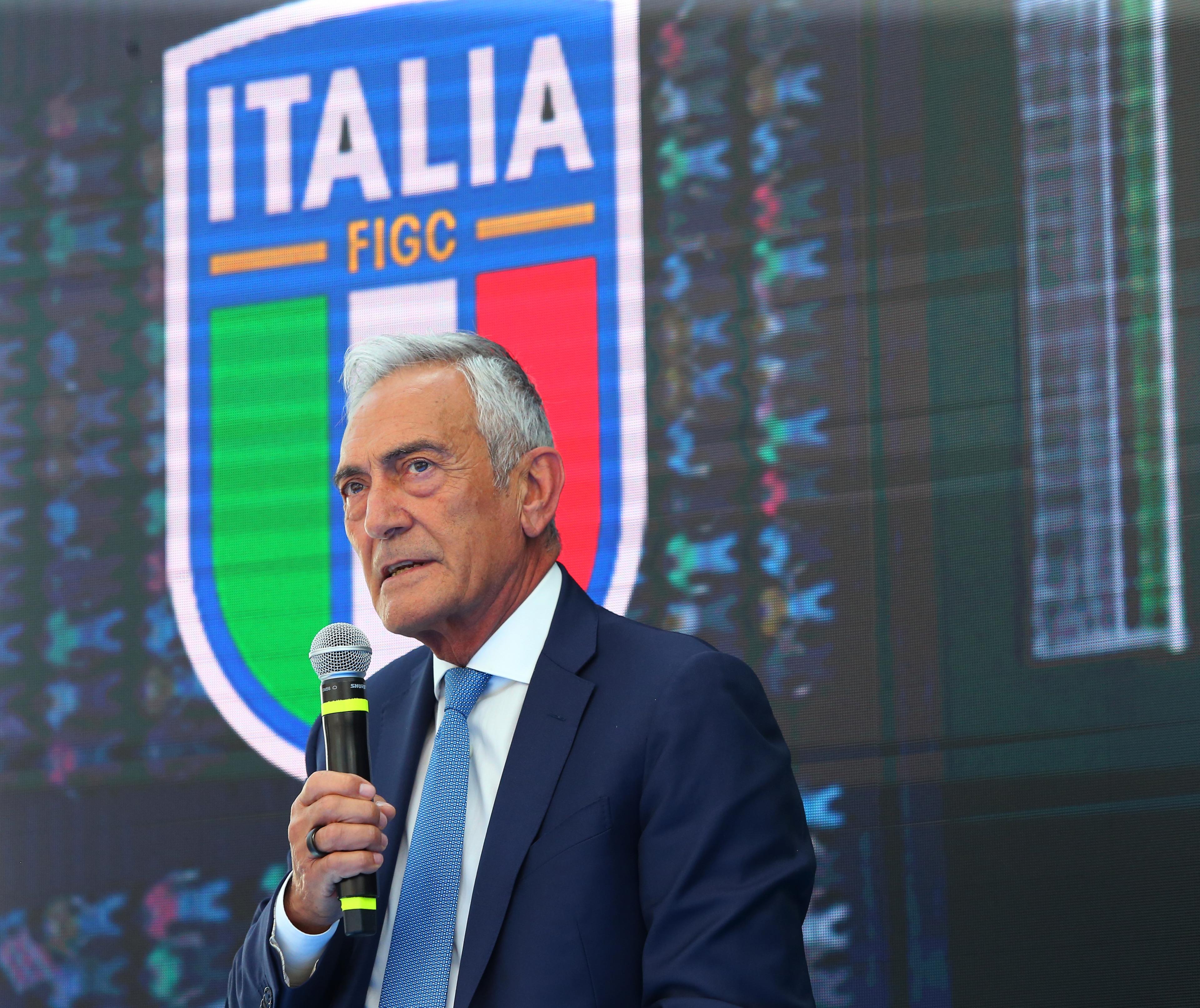 ROME, ITALY - MAY 14: FIGC President Gabriele Gravina during Vivoazzurro TV Unveiling at La lanterna di Fuksas on May 14, 2024 in Rome, Italy. (Photo by Paolo Bruno/Getty Images)