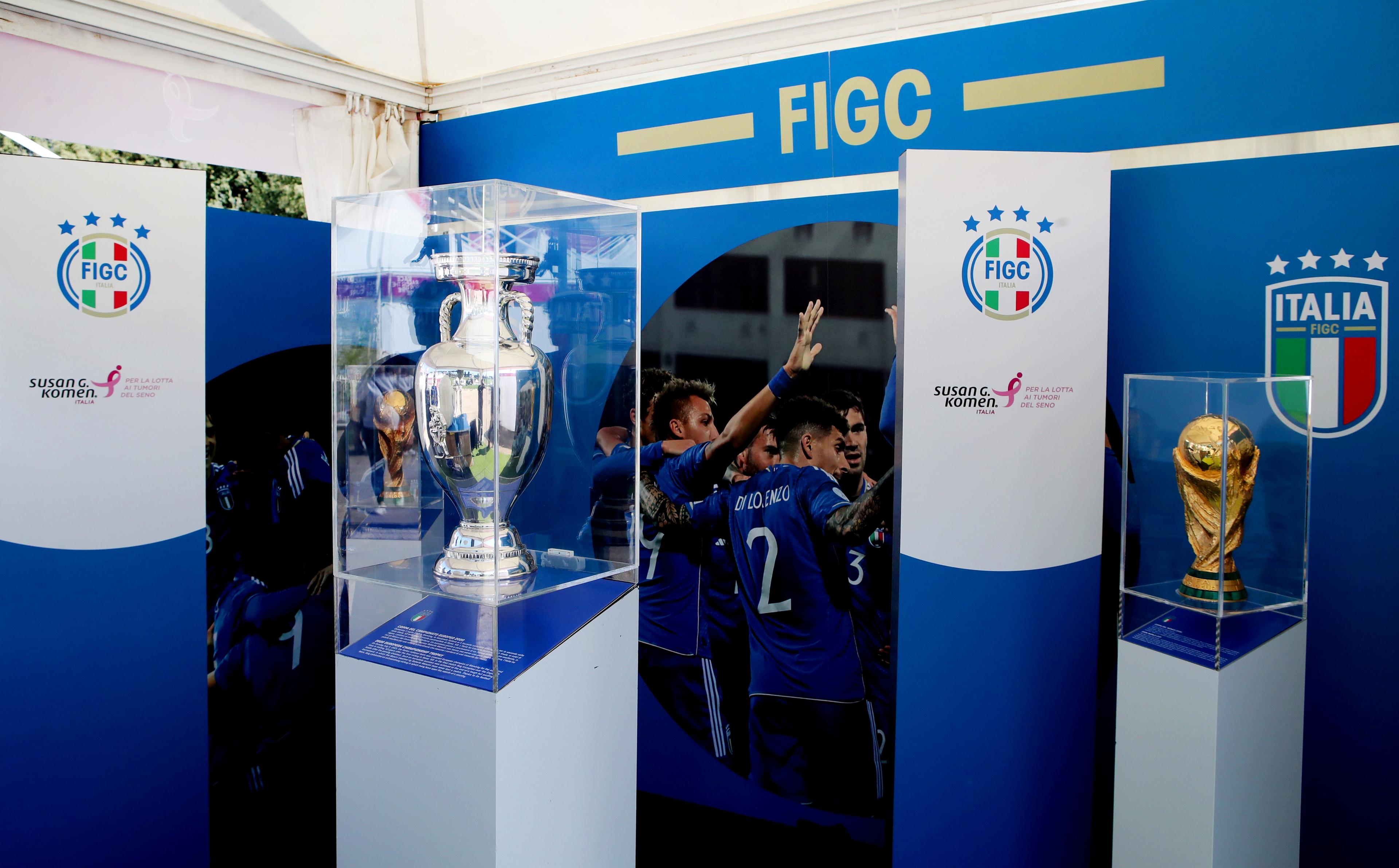 ROME, ITALY - MAY 04: A general view of the FIGC stand during the FIGC Race for the cure at Circo Massimo on May 04, 2023 in Rome, Italy. (Photo by Paolo Bruno/Getty Images)