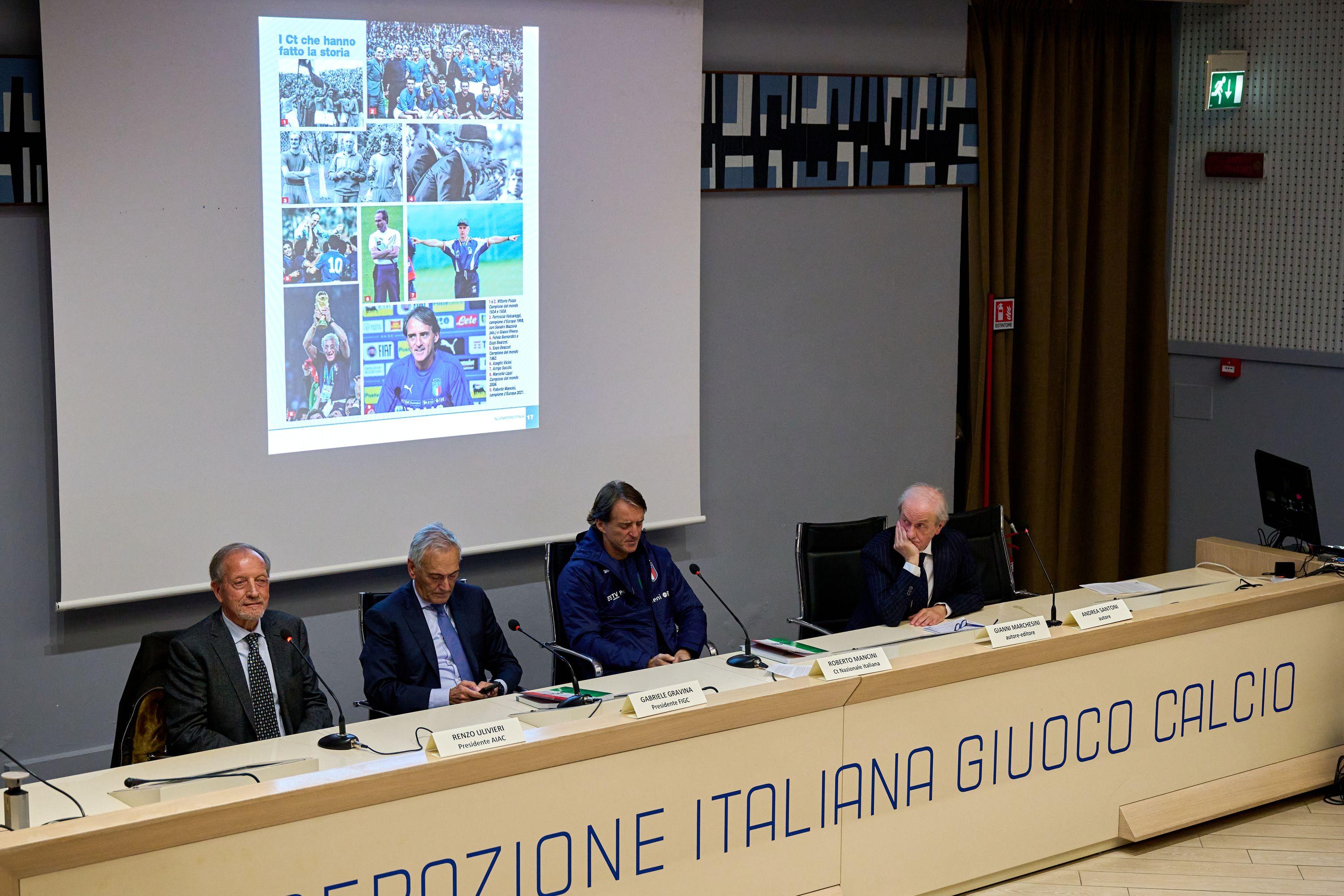 FLORENCE, ITALY - NOVEMBER 14: Press conference to present “Allenatori d’Italia. Una storia mai letta prima” Presentazione del libro di A. Santoni e G. Marchesini at Centro Tecnico Federale di Coverciano on November 14, 2022 in Florence, Italy. (Photo by Mattia Ozbot/Getty Images)