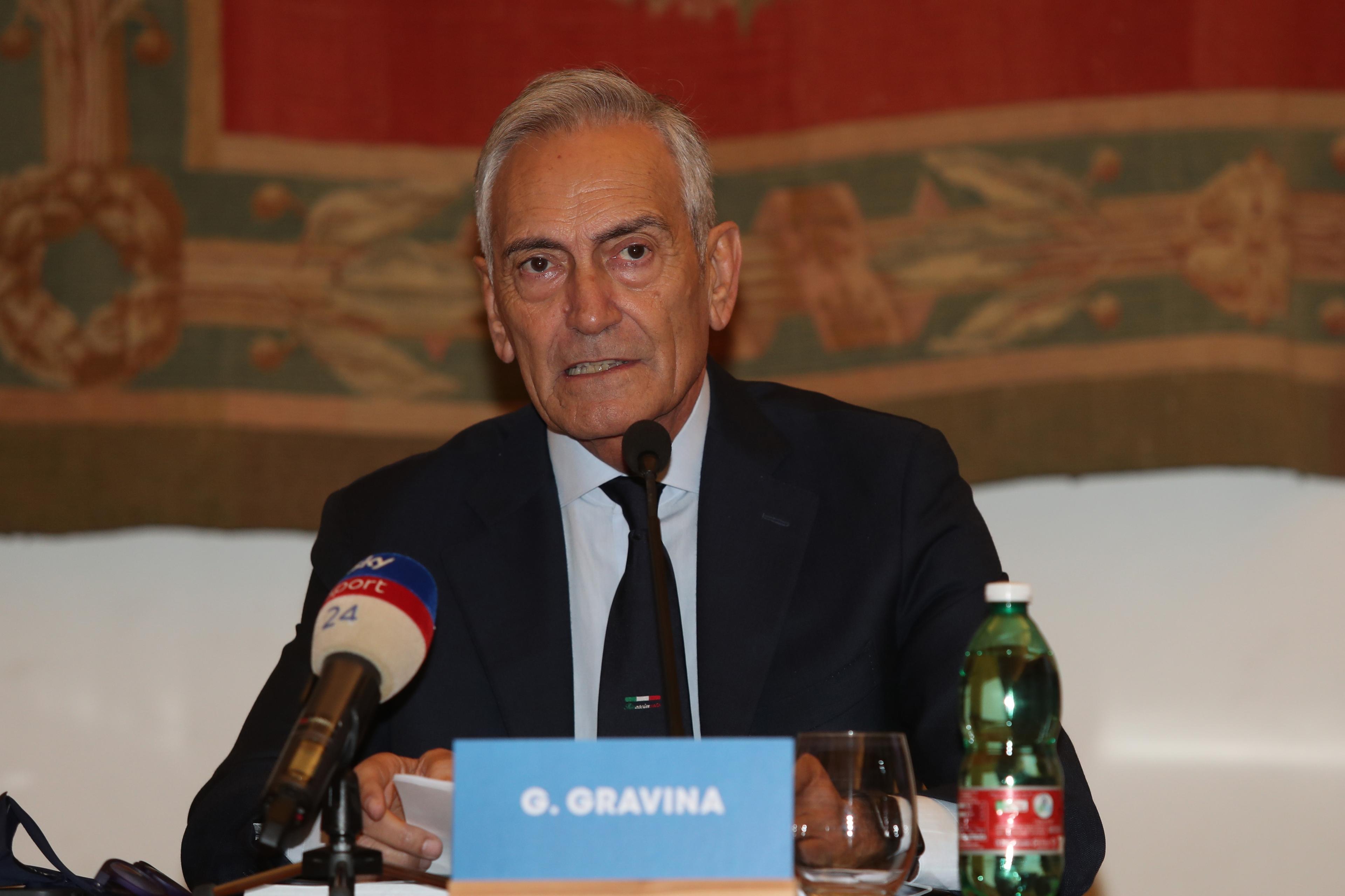 ROME, ITALY - DECEMBER 02:  FIGC Press Conference Bilancio Integrato on December 2, 2021 in Rome, Italy.  (Photo by Paolo Bruno/Getty Images)