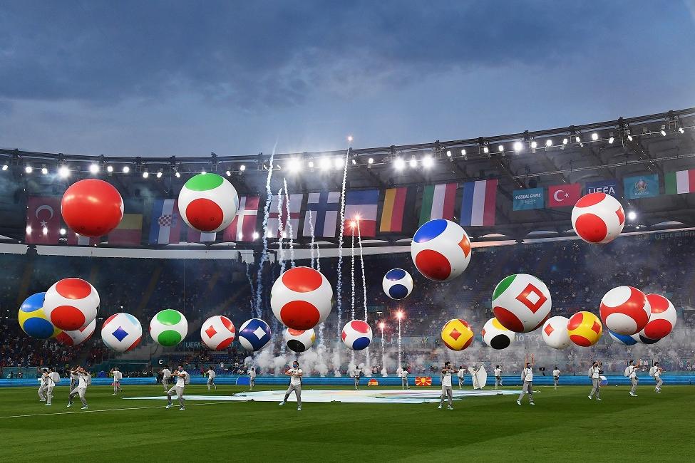 ROME, ITALY - JUNE 11: A general view of the opening ceremony inside the stadium prior to the UEFA Euro 2020 Championship Group A match between Turkey and Italy at the Stadio Olimpico on June 11, 2021 in Rome, Italy. (Photo by Claudio Villa/Getty Images)