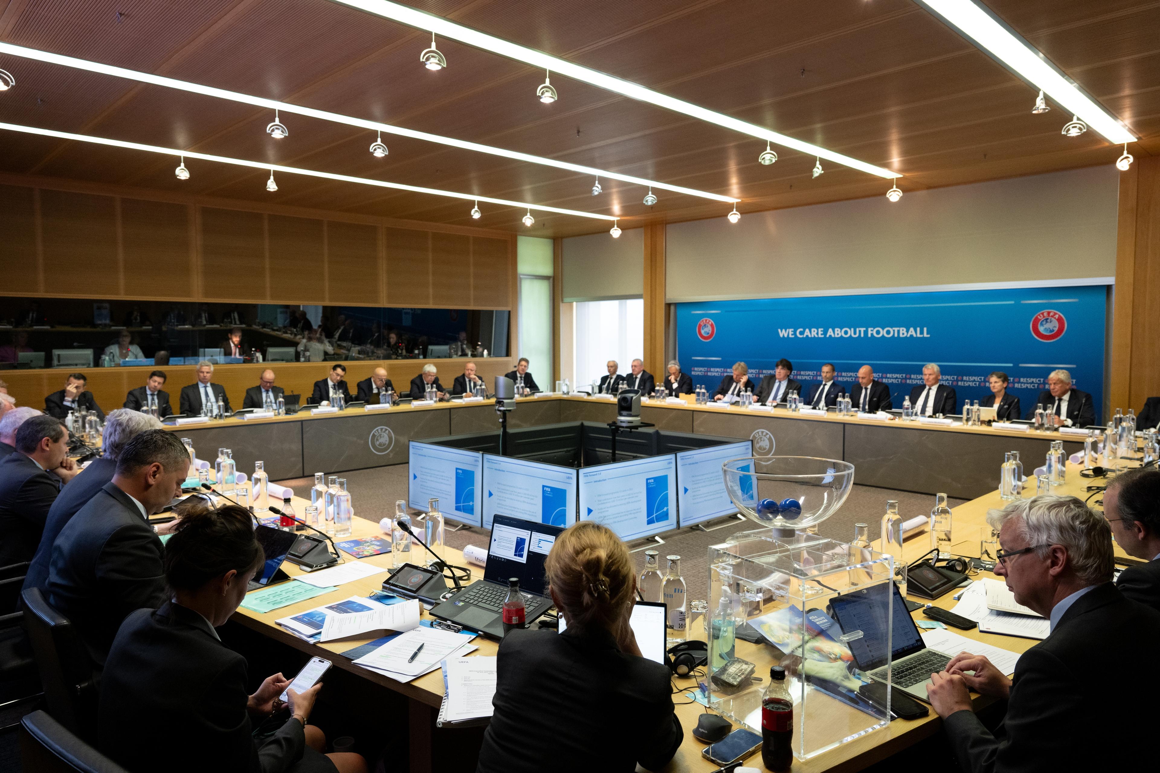 NYON, SWITZERLAND - June 28th: UEFA Executive Committee Meeting, at The House of the European Football, on June 28th, 2023 in Nyon, Switzerland (Photo by Kristian Skeie - UEFA/UEFA via Getty Images)
