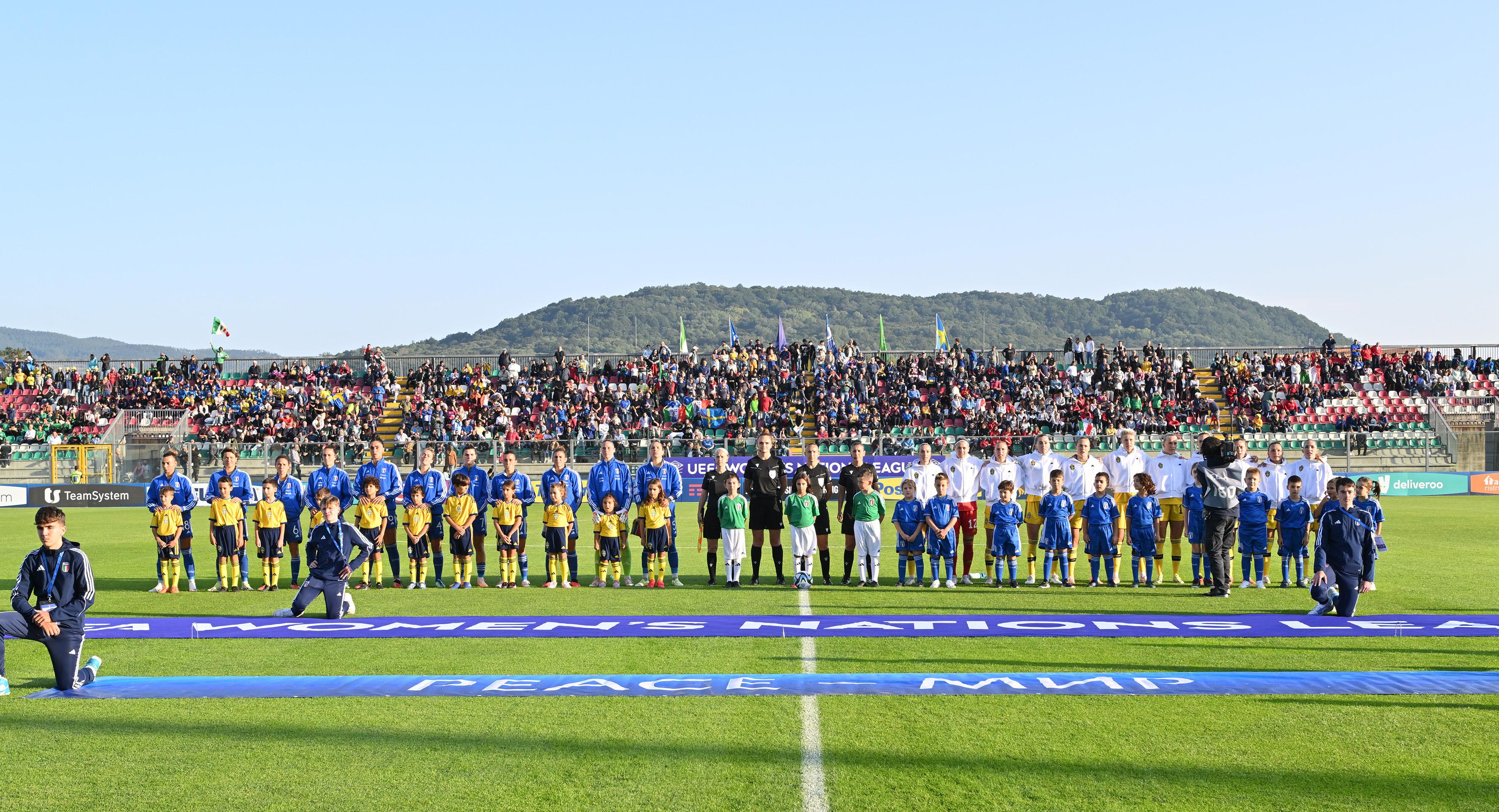 CASTEL DI SANGRO, ITALY - SEPTEMBER 26: A general view prior the UEFA Womens Nations League match between Italy and Sweden at on September 26, 2023 in Castel di Sangro, Italy. (Photo by Giuseppe Bellini/Getty Images)
