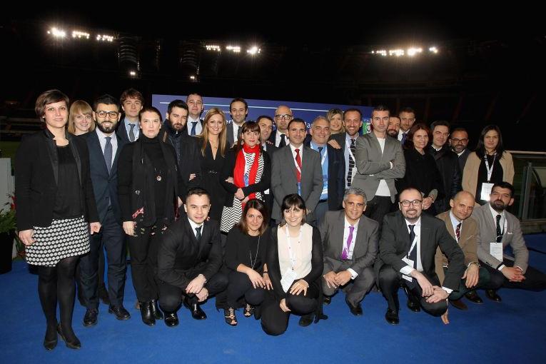 \"ROME, ITALY - MARCH 18: The Participants of the Italian edition of the UEFA Certificate in Football Management seminar pose after the Graduation Ceremony at Stadio Olimpico on March 18, 2016 in Rome, Italy. (Photo by Paolo Bruno/Getty Images)\"