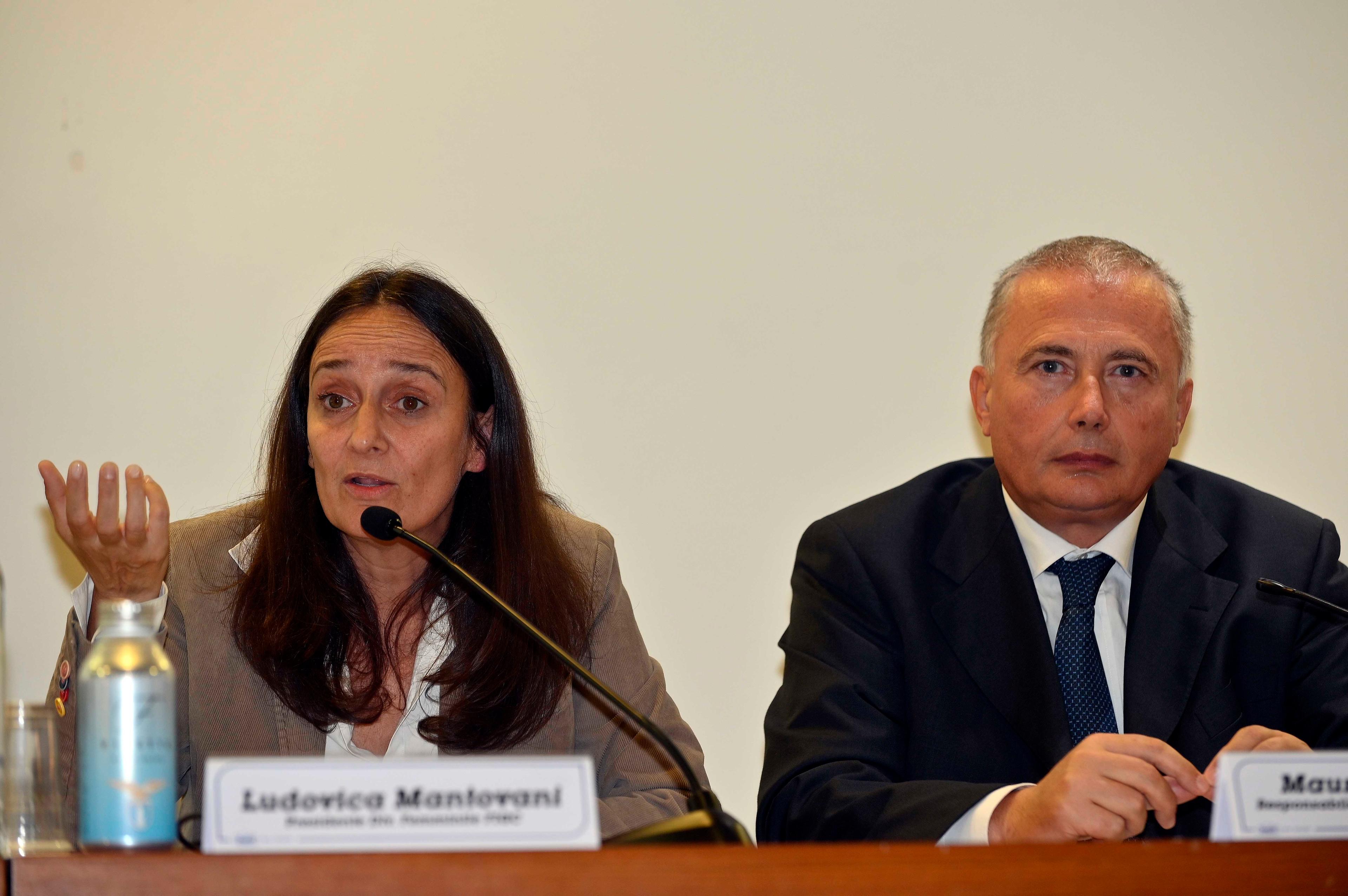 Ludovica Mantovani Presidenteb FIGC Femminile e Mauro Biacnhessi Responsabile settore giovnile SS Lazio Conferenza stampa allo Stadio Olimpico Lazio su “Calcio, educazione e cultura†Roma, 10-10-2019 © Marco Rosi / Fotonotizia
