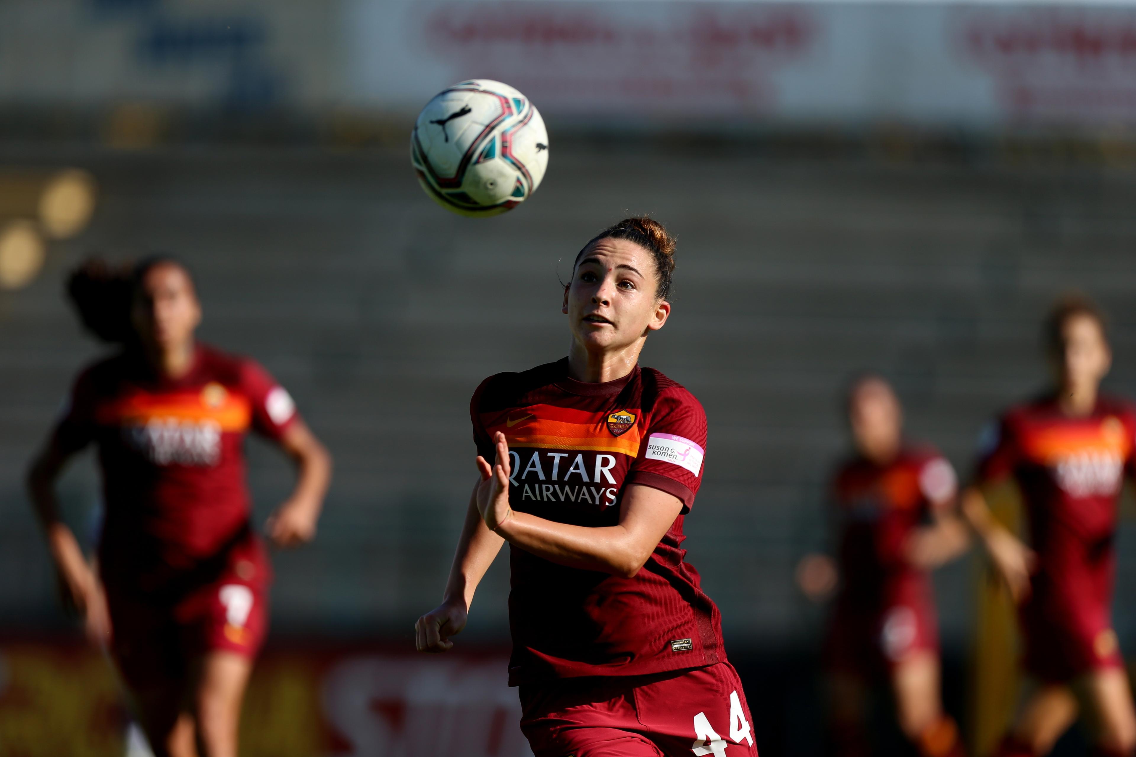 ROME, ITALY - NOVEMBER 07:  Tecia Pettenuzzo of AS Roma in action during the women Serie A match between AS Roma v ACF Fiorentina at Tre Fontane centre on November 7, 2020 in Rome, Italy.  (Photo by Paolo Bruno/Getty Images) *** Local Caption *** Tecia Pettenuzzo