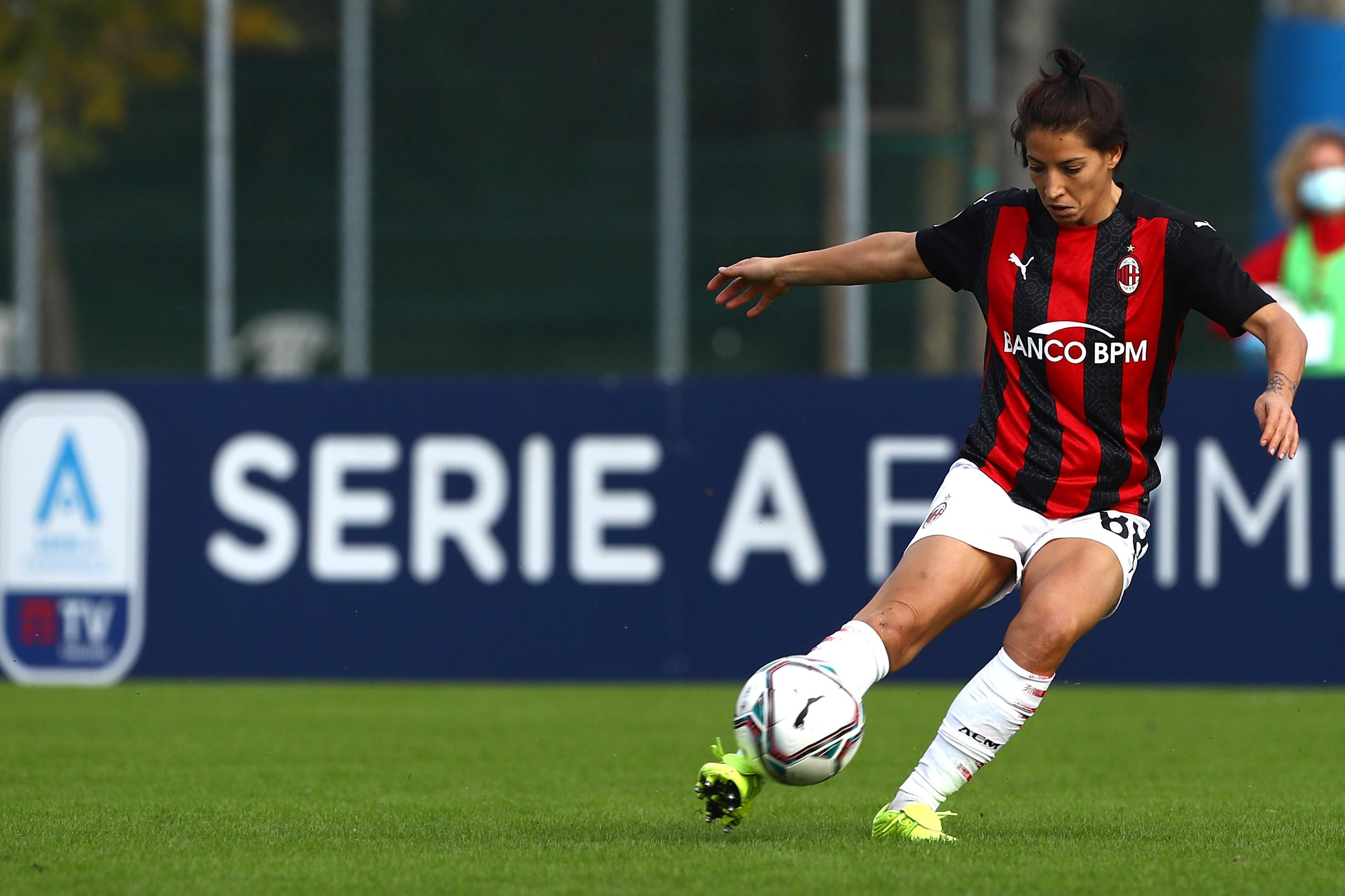 MILAN, ITALY - OCTOBER 18:  Claudia Mauri of AC Milan in action during the Women Serie A match between AC Milan and FC Internazionale at Centro Sportivo Vismara on October 18, 2020 in Milan, Italy.  (Photo by Marco Luzzani/Getty Images) *** Local Caption *** Claudia Mauri