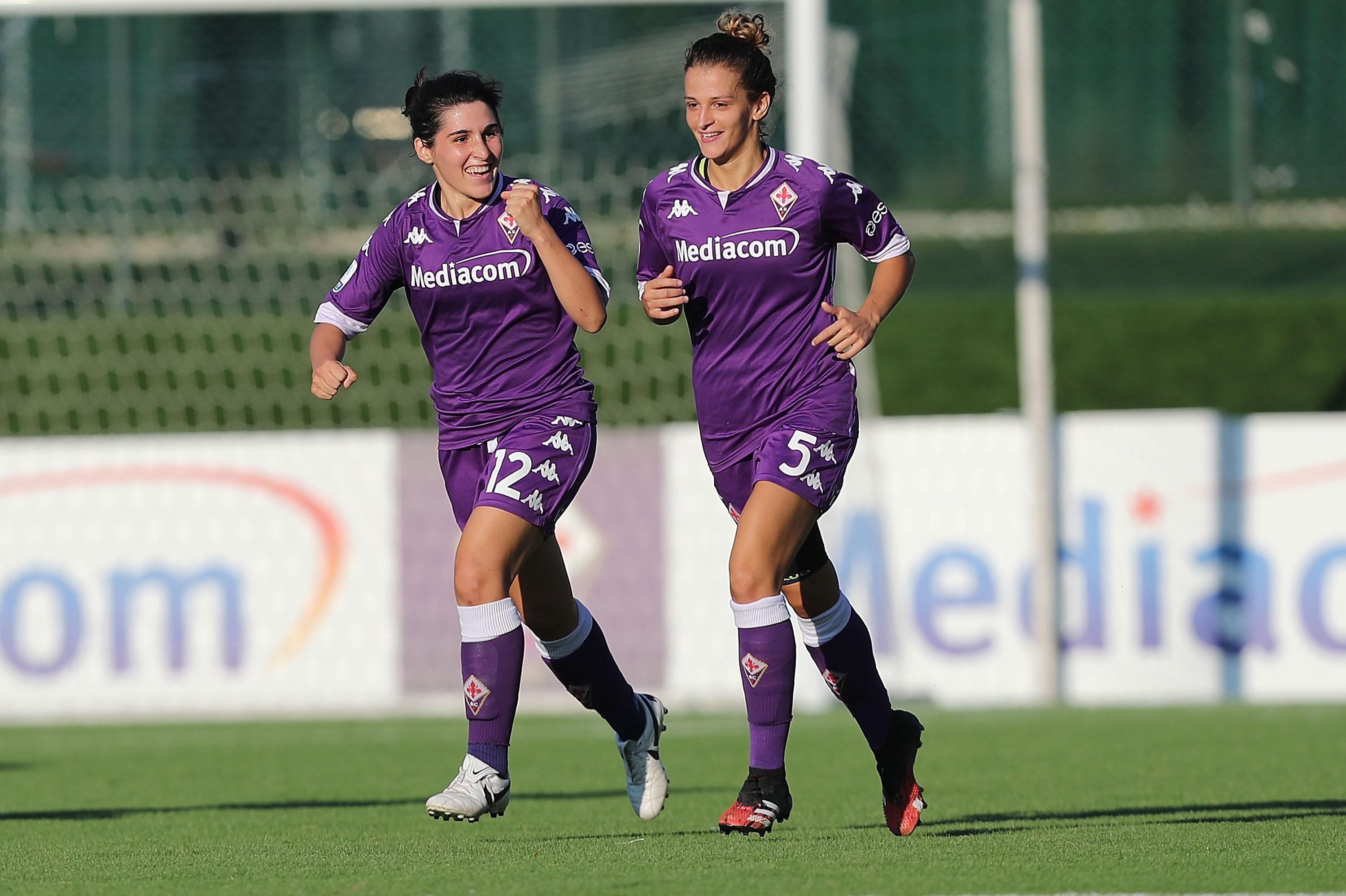 FLORENCE, ITALY - SEPTEMBER 06: Marta Mascarello of ACF Fiorentina celebrates after scoring a goal during the Women Serie A match between ACF Fiorentina and Florentia at on September 6, 2020 in Florence, Italy. (Photo by Gabriele Maltinti/Getty Images)