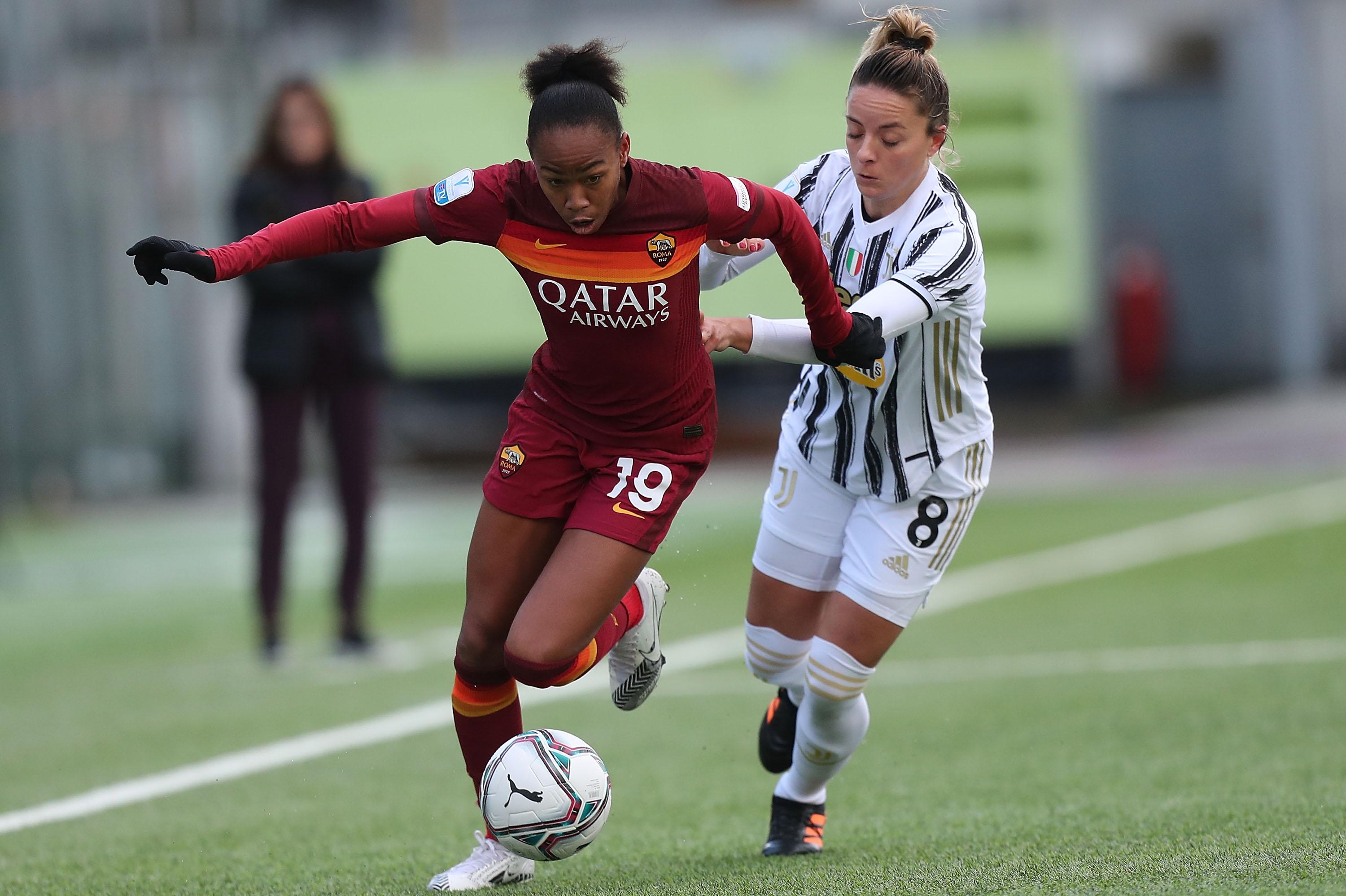 during the Women's Super Cup semifinal match between Juventus and AS Roma at on December 6, 2020 in Chiavari, Italy.