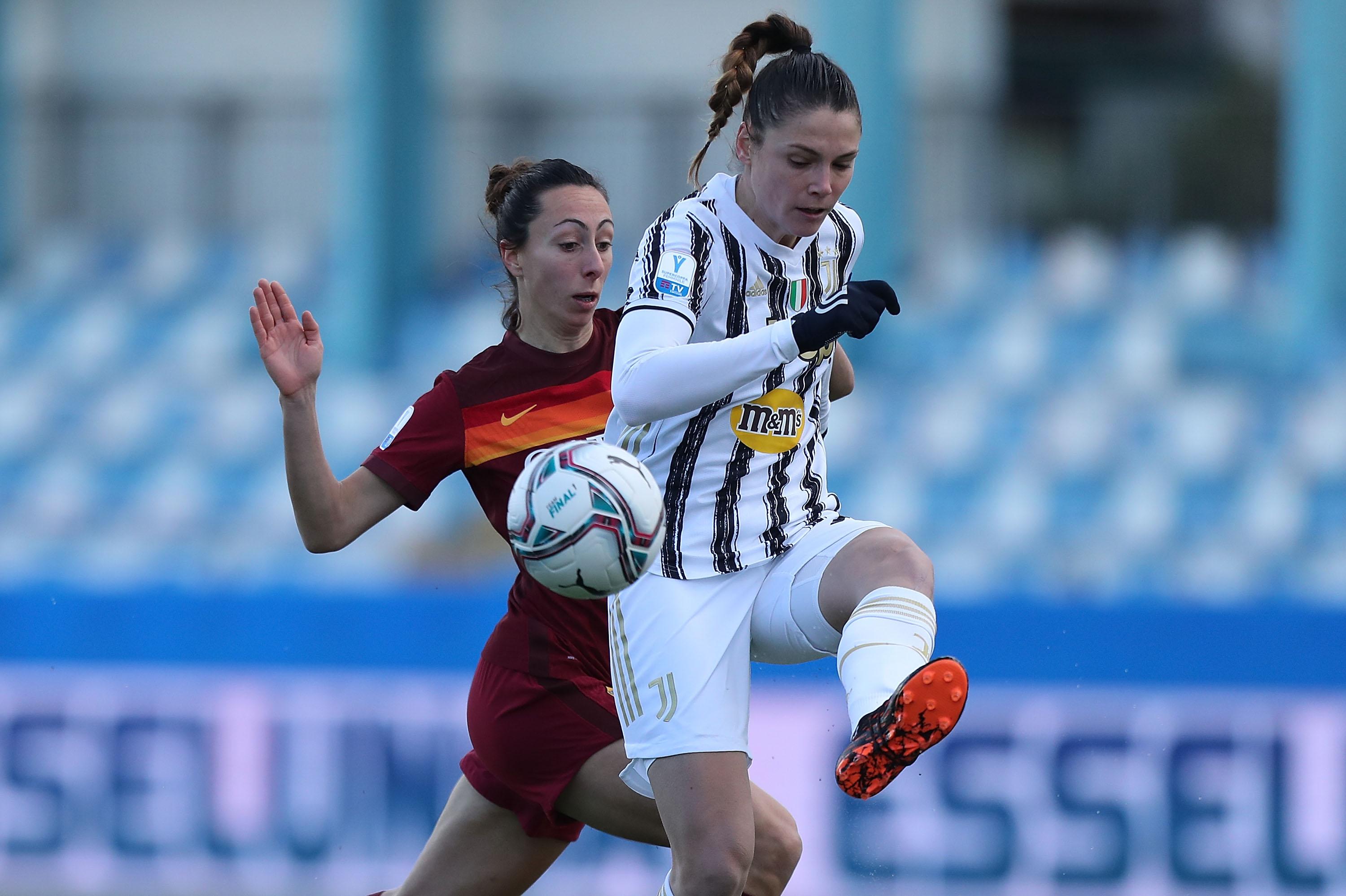 during the Women's Super Cup semifinal match between Juventus and AS Roma at on December 6, 2020 in Chiavari, Italy.