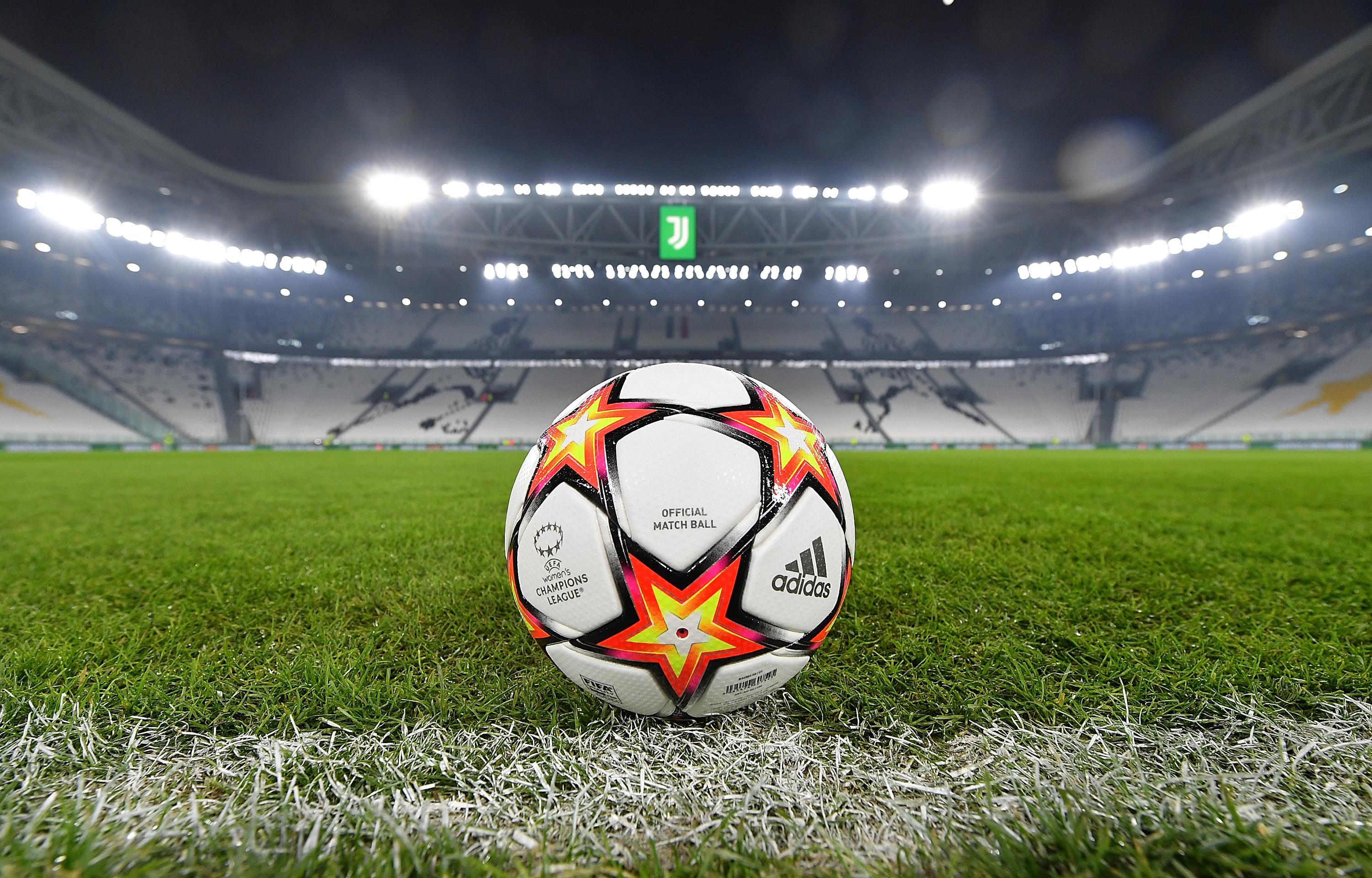 TURIN, ITALY - DECEMBER 16: General view of the official ball ahead the UEFA Women's Champions League group A match between Juventus and Servette FCCF at Allianz Stadium on December 16, 2021 in Turin, Italy. (Photo by Valerio Pennicino - UEFA/UEFA via Getty Images)