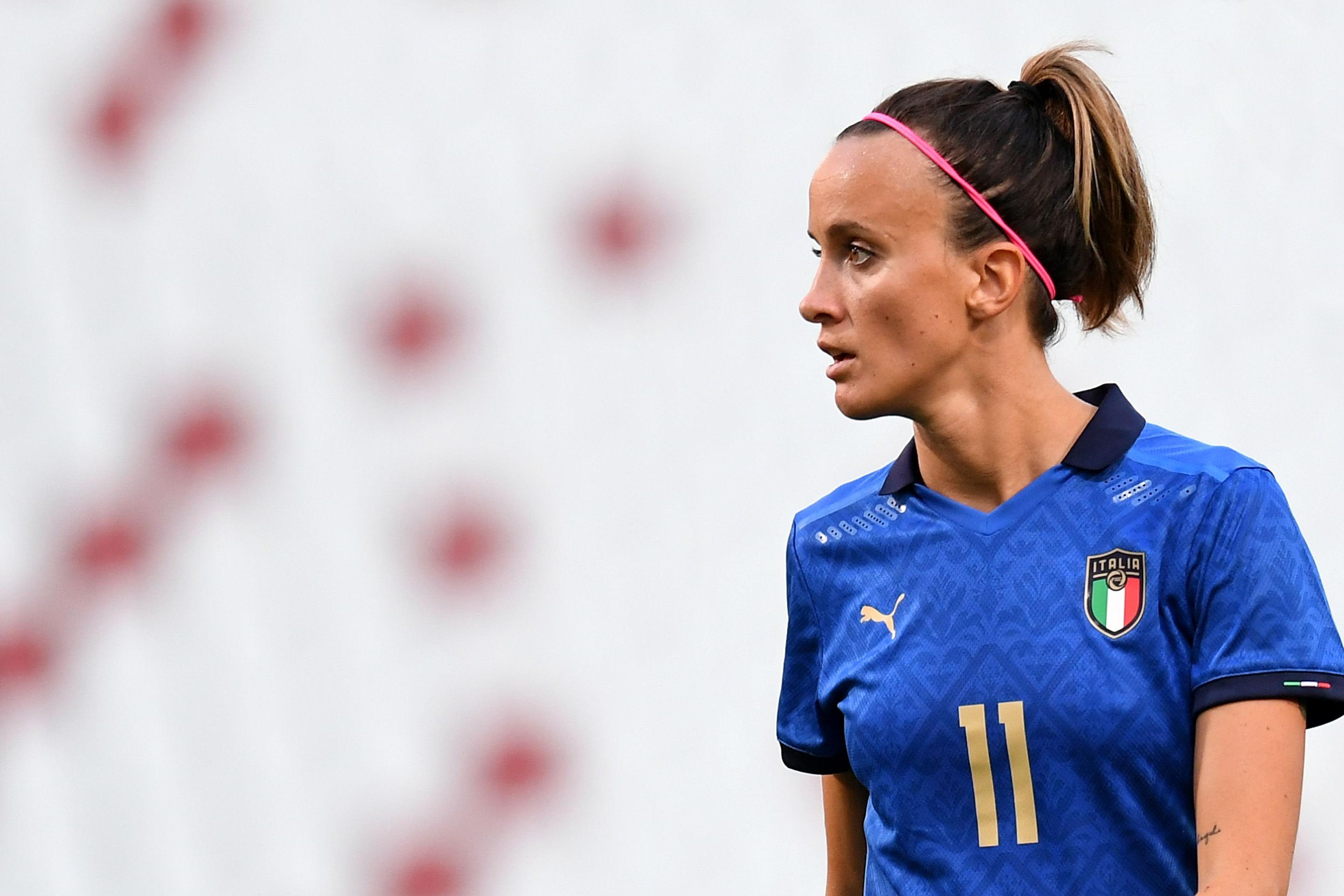 TRIESTE, ITALY - SEPTEMBER 17: Barbara Bonansea of Italy Women  looks on during the FIFA Women\\'s World Cup 2023 Qualifier group G match between Italy and Moldova at Stadio Nereo Rocco on September 17, 2021 in Trieste , Italy. (Photo by Alessandro Sabattini/Getty Images)