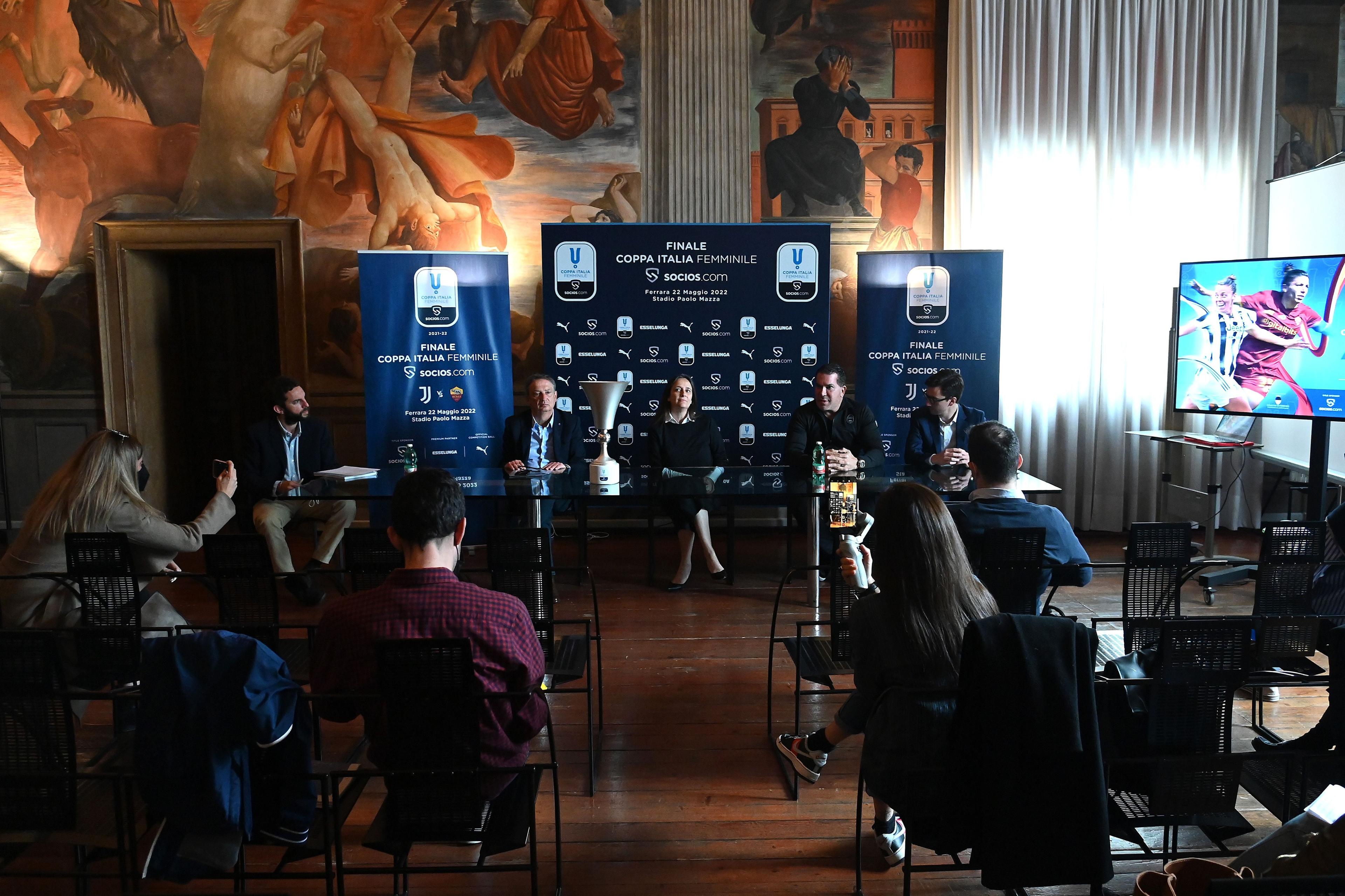 FERRARA, ITALY - MAY 05: A general view during the Women Coppa Italia Final Press Confernce on May 05, 2022 in Ferrara, Italy. (Photo by Alessandro Sabattini/Getty Images)