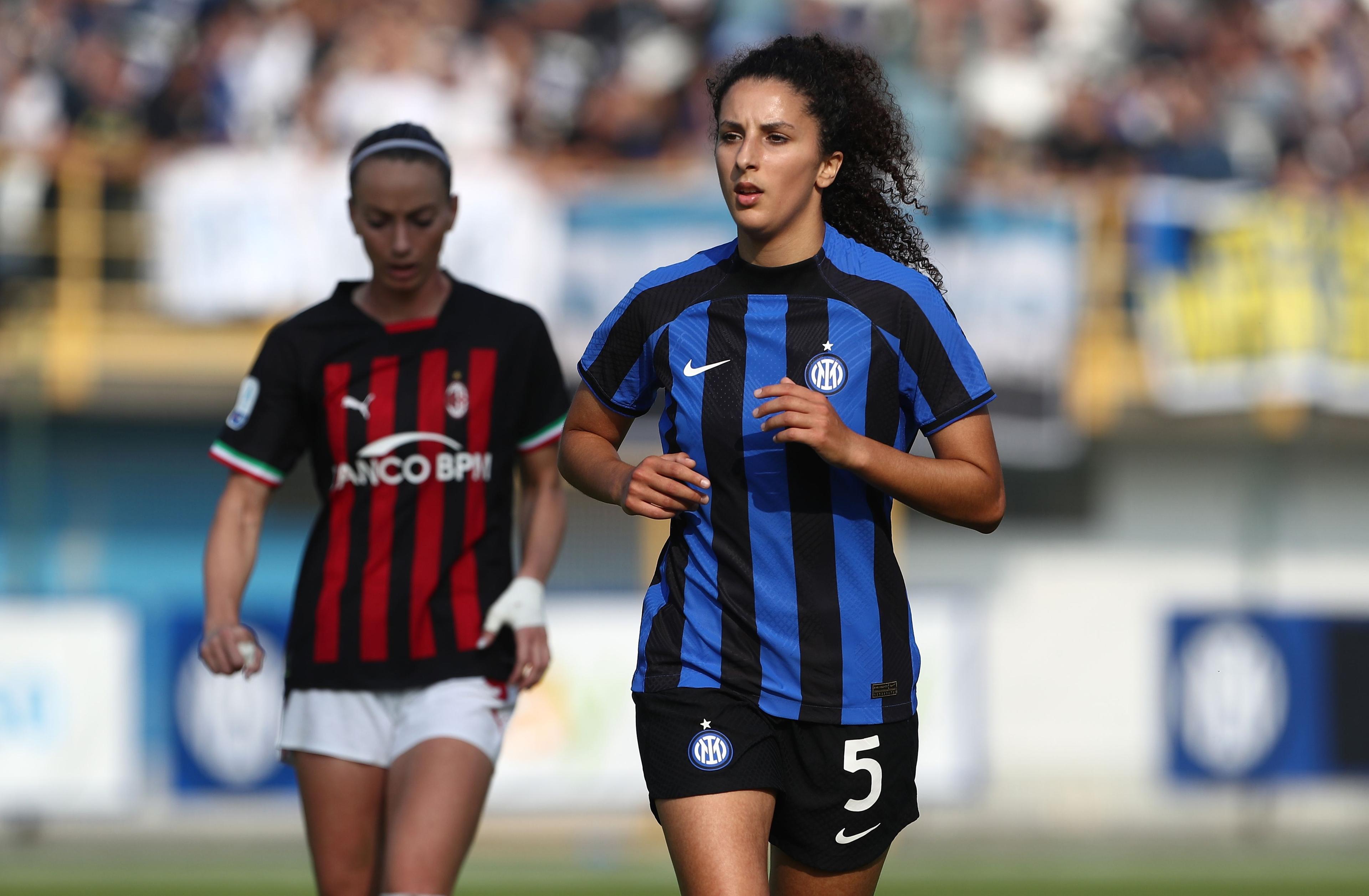 SESTO SAN GIOVANNI, ITALY - OCTOBER 15: Ghoutia Karchouni of FC Internazionale looks o during the Serie A Timvision match between FC Internazionale Women and AC Milan Women at Stadio Breda on October 15, 2022 in Sesto San Giovanni, Italy. (Photo by Marco Luzzani/Getty Images)