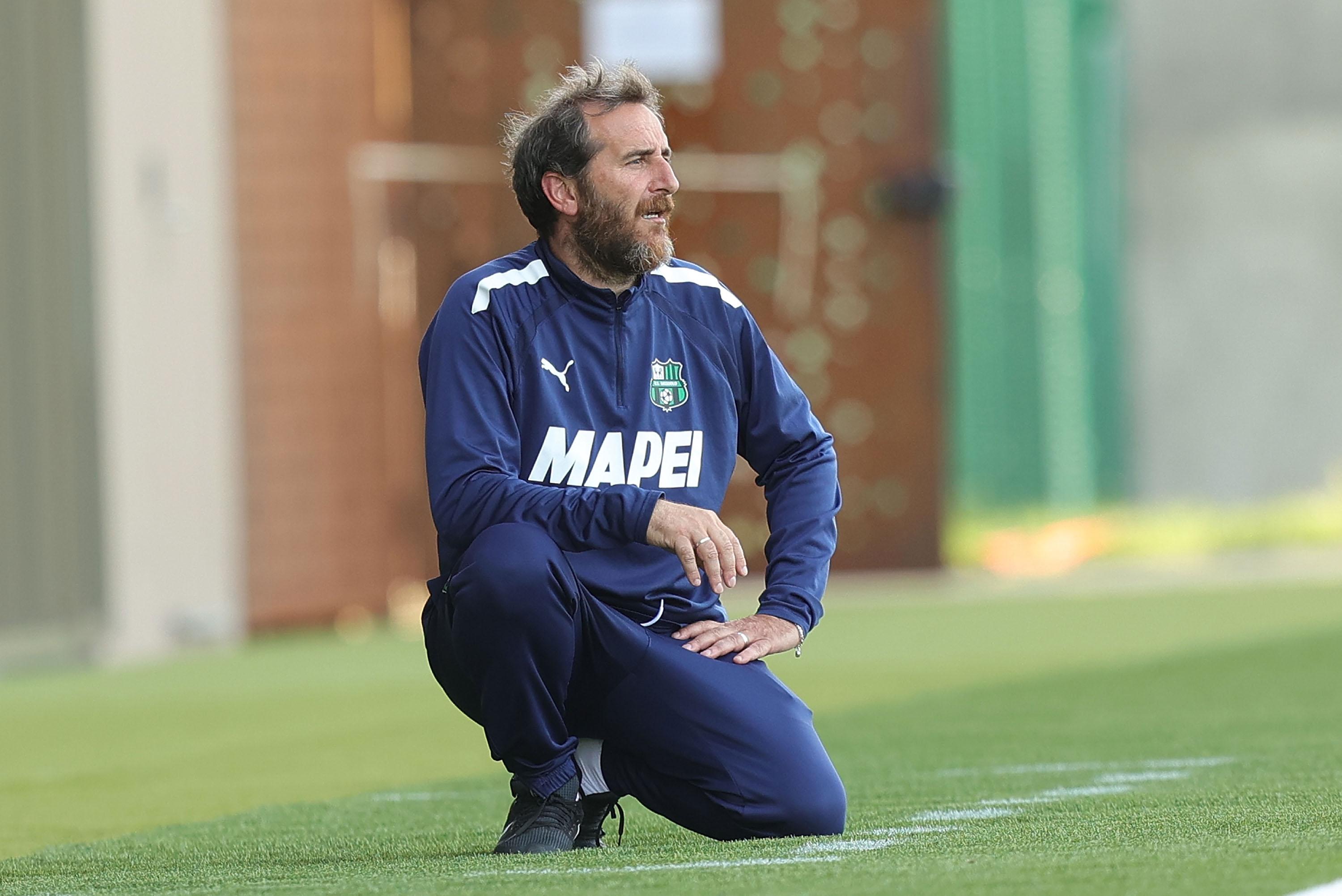 FLORENCE, ITALY - MAY 9: Marco Mandelli manager of US Sassuolo Women U19 looks on during the Primavera 1 Semi-final match between US Sassuolo U19 v FC Internazionale U19 on May 9, 2024 in Florence, Italy. (Photo by Gabriele Maltinti/Getty Images) *** Local Caption *** Marco Mandelli