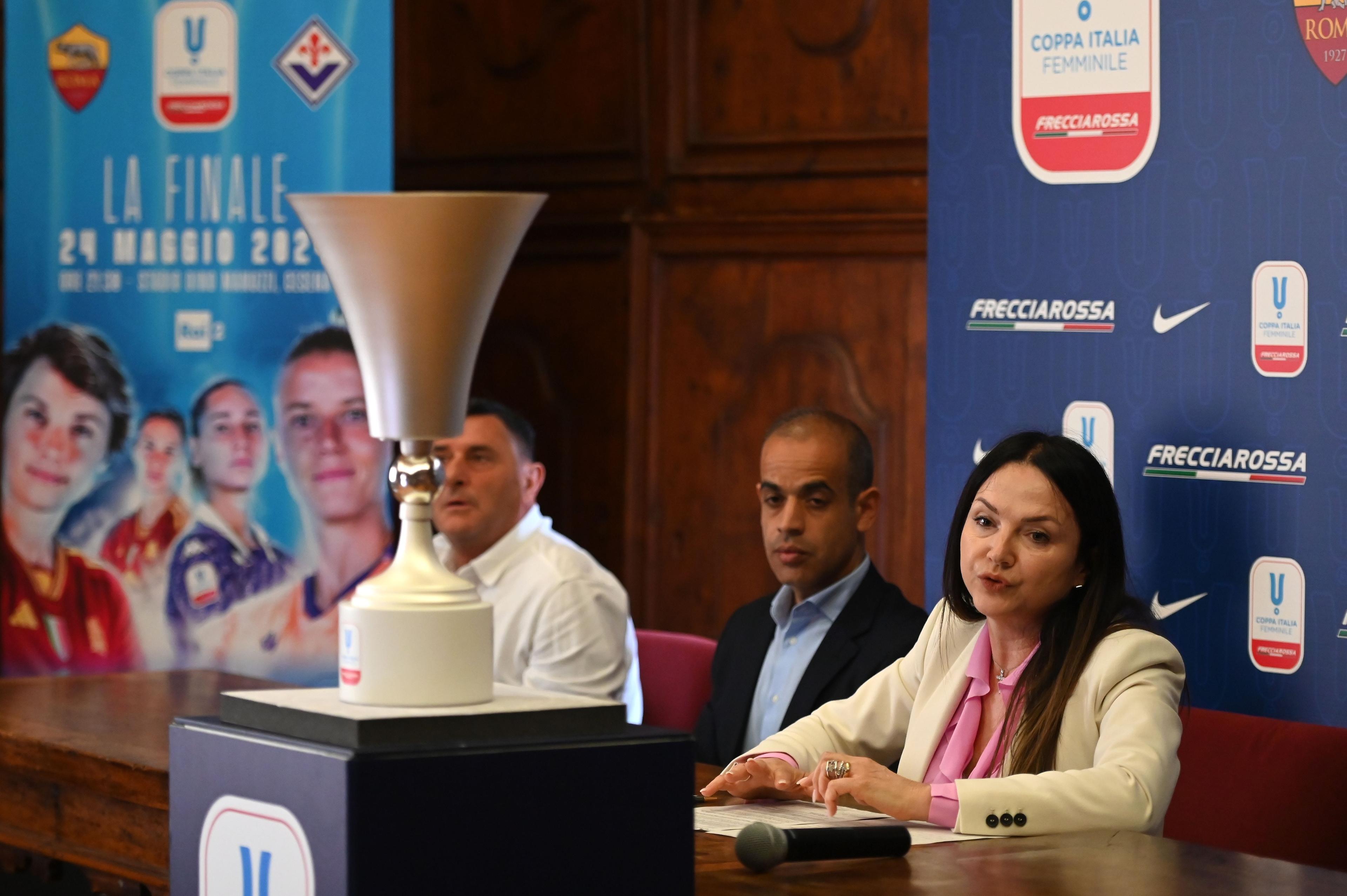 CESENA, ITALY - MAY 07:President of Serie Women Federica Cappelletti during the Women Coppa Italia Press Conference on May 07, 2024 in Cesena, Italy. (Photo by Alessandro Sabattini/Getty Images)