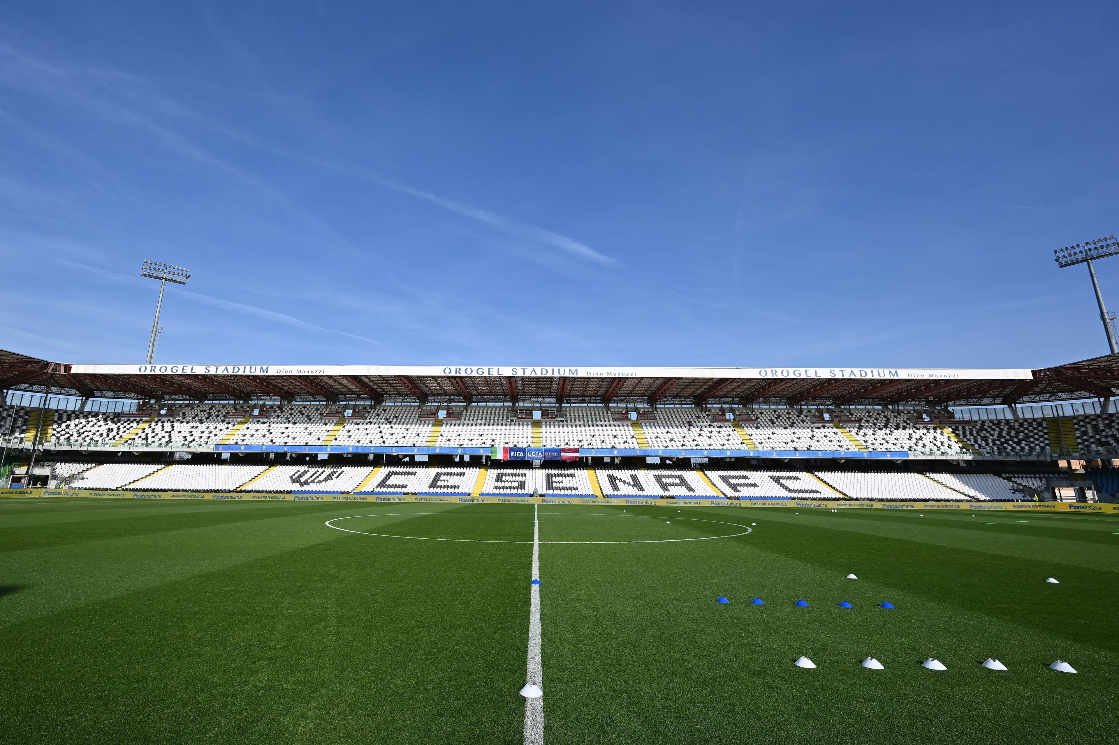 CESENA, ITALY - MARCH 22: A general view inside the stadium during the UEFA Under21 EURO Qualifier match between Italy U21 and Latvia U21 at Dino Manuzzi Stadium on March 22, 2024 in Cesena, Italy. (Photo by Alessandro Sabattini/Getty Images)