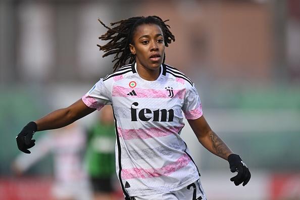 SASSUOLO, ITALY - JANUARY 21: Joe Echegini of Juventus during the Women Serie A match between Sassuolo and Juventus on January 21, 2024 in Sassuolo, Italy. (Photo by Juventus FC/Juventus FC via Getty Images)