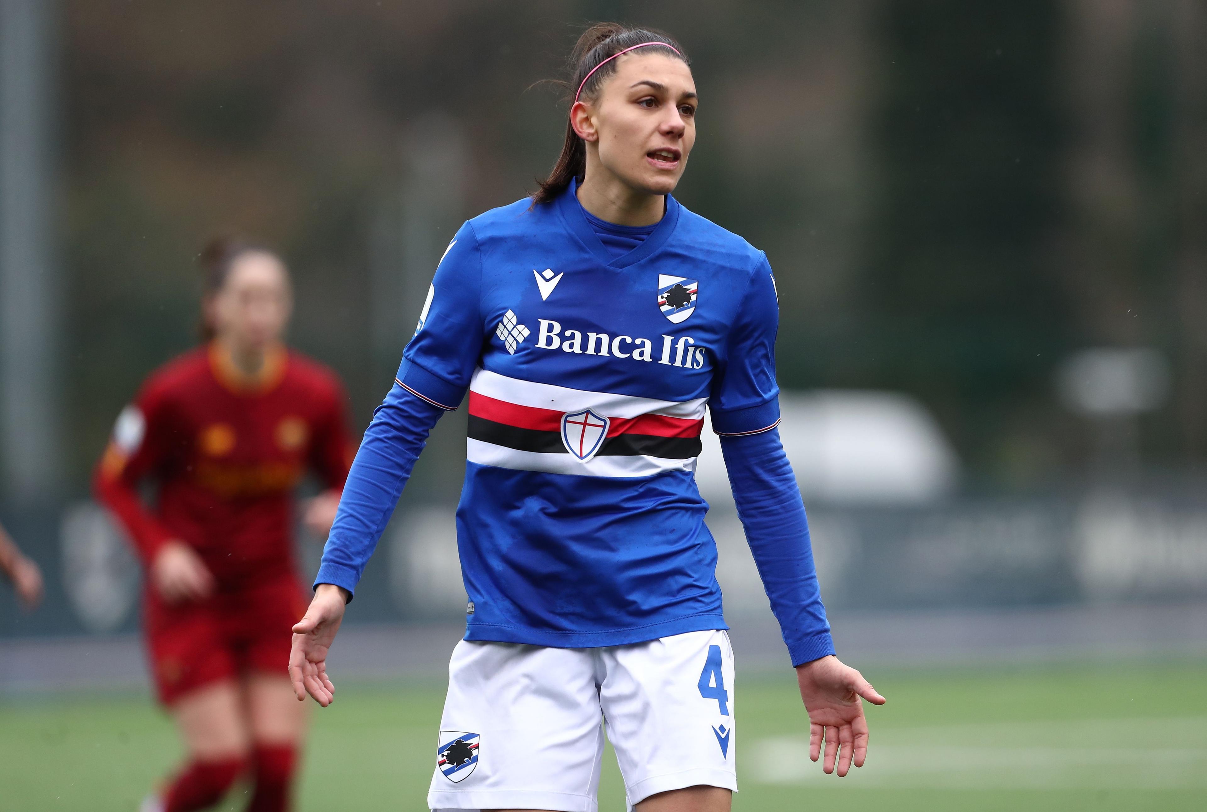 GENOA, ITALY - FEBRUARY 26: Agnese Bonfantini of UC Sampdoria looks on during the Women Serie A match between Sampdoria and AS Roma on February 26, 2023 in Genoa, Italy. (Photo by Marco Luzzani/Getty Images)