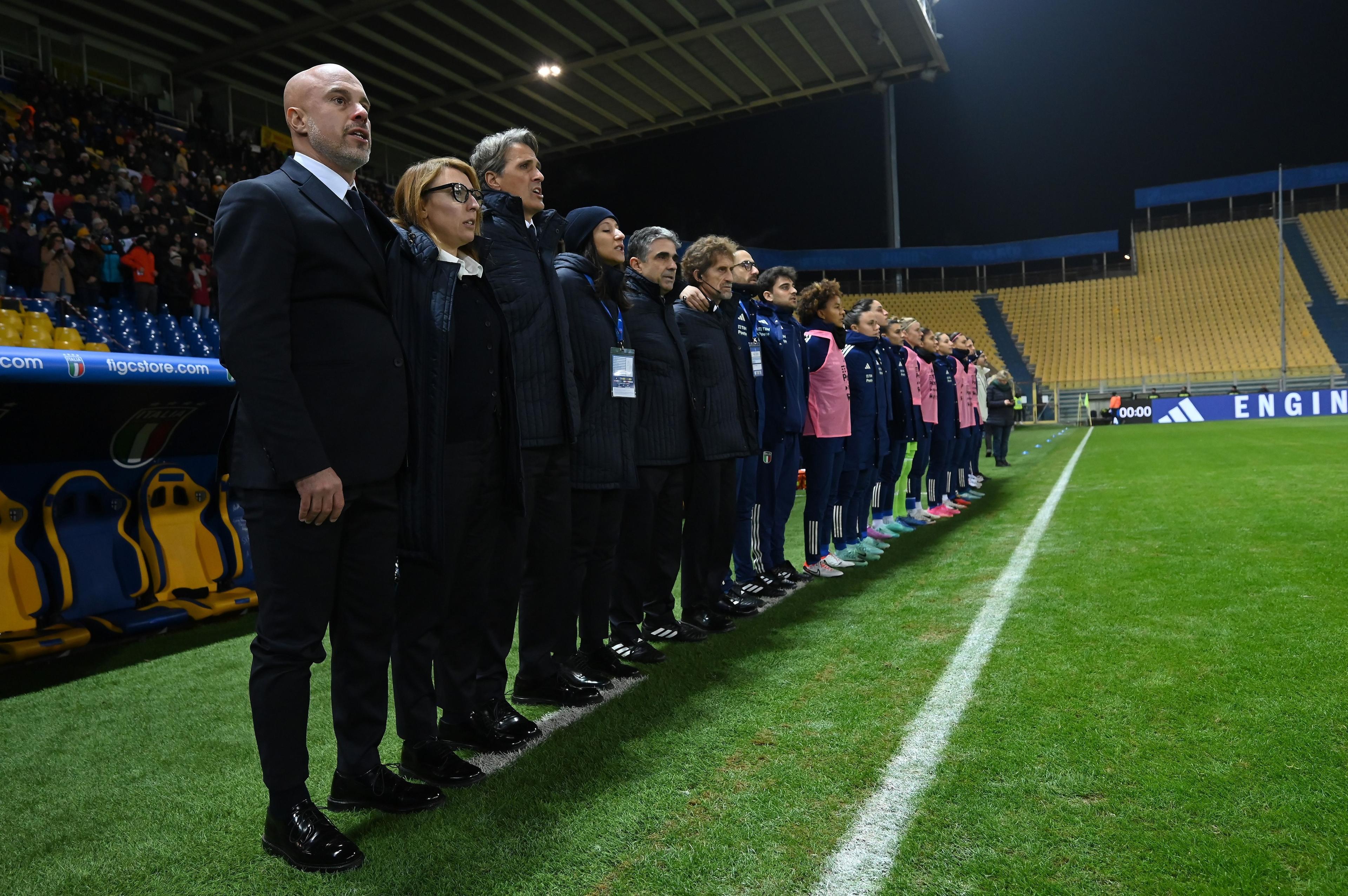 PARMA, ITALY - DECEMBER 05: Andrea Soncin head coach of Italy Women during the UEFA Womens Nations League match between Italy and Switzerland at Stadio Ennio Tardini on December 05, 2023 in Parma, Italy. (Photo by Alessandro Sabattini/Getty Images)