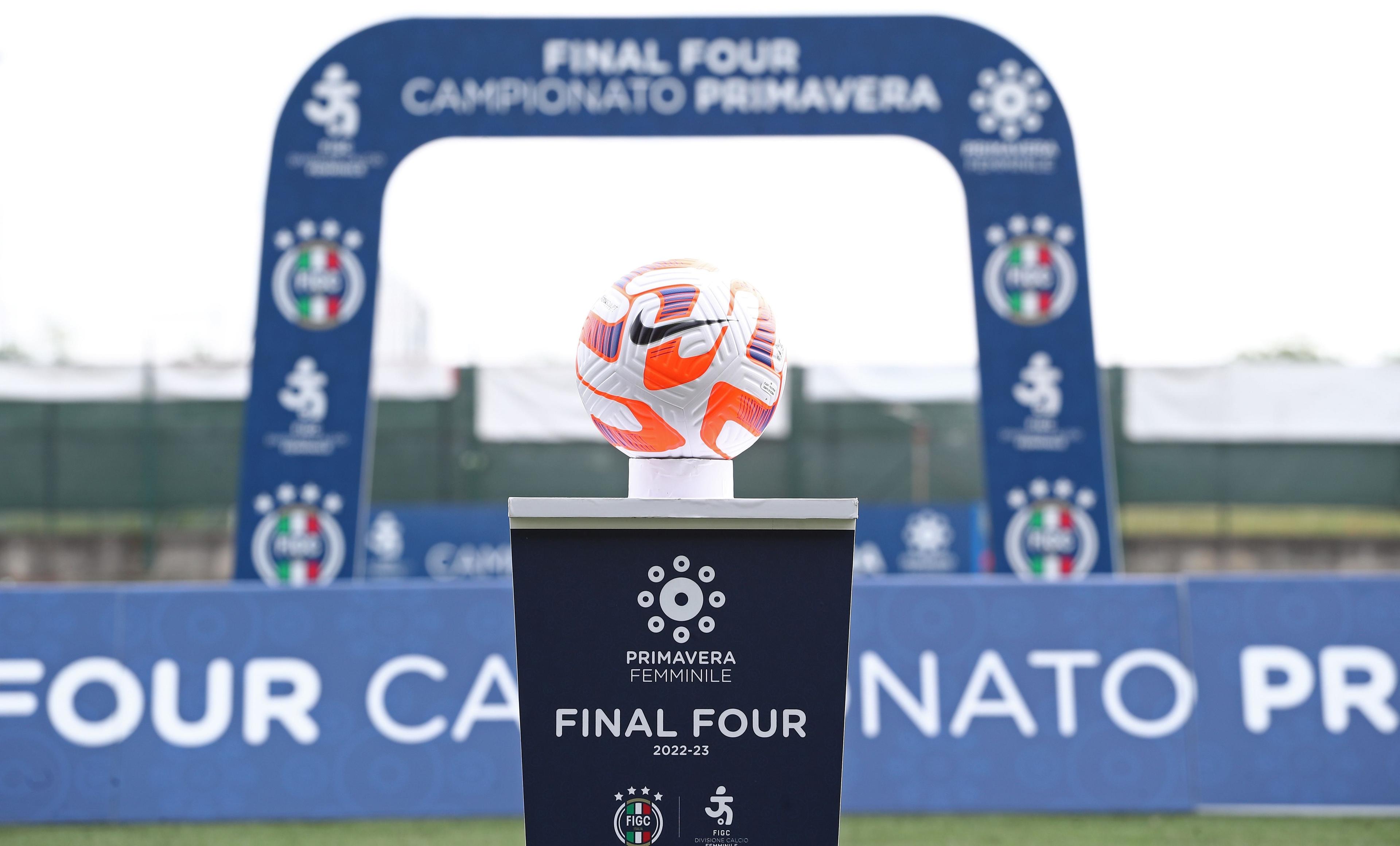 COLOGNO AL SERIO, ITALY - MAY 12: The Nike official match ball is pictured prior to the the Women Primavera Final Four Semifinal match between AC Milan and AS Roma at Centro Sportivo G.Facchetti on May 12, 2023 in Cologno al Serio, Italy. (Photo by Marco Luzzani/Getty Images)