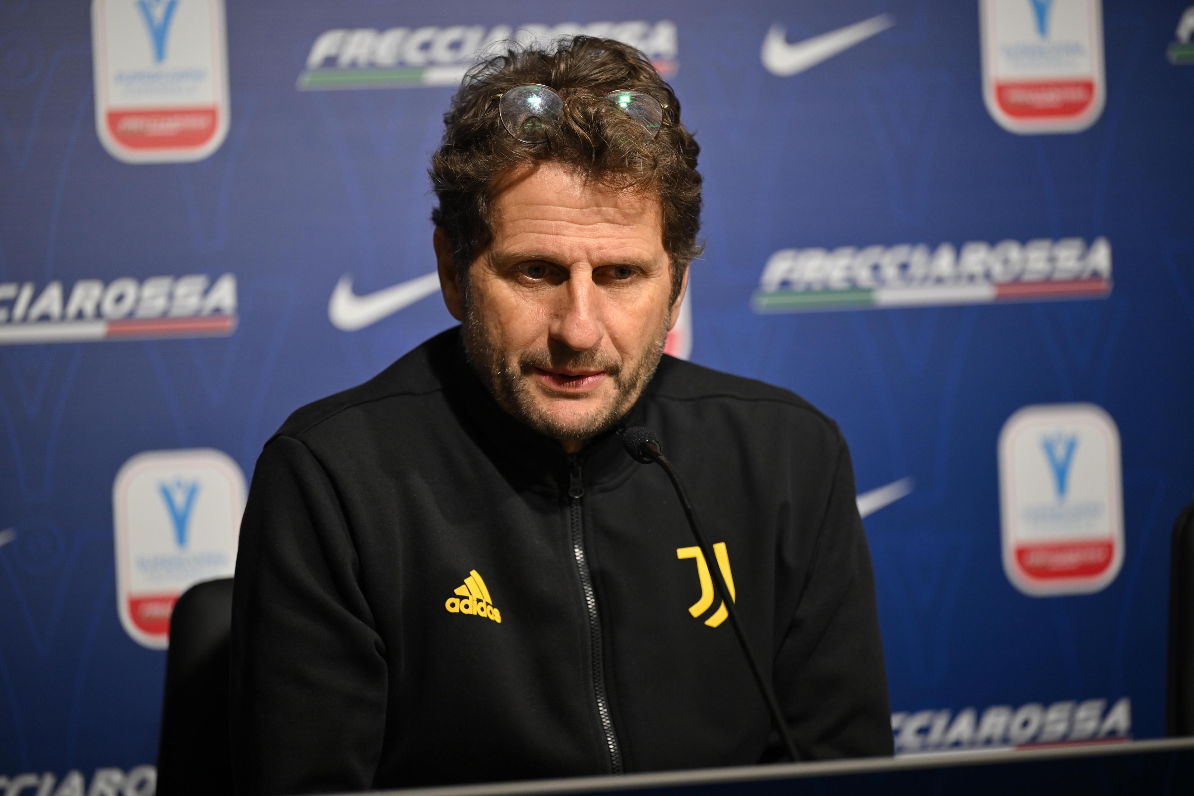 CREMONA, ITALY - JANUARY 06: Coach Joe Montemurro of Juventus Women attends the Italian Women Super Cup's Press conference at Stadio Giovanni Zini on January 06, 2024 in Cremona, Italy. (Photo by Marco M. Mantovani/Getty Images)