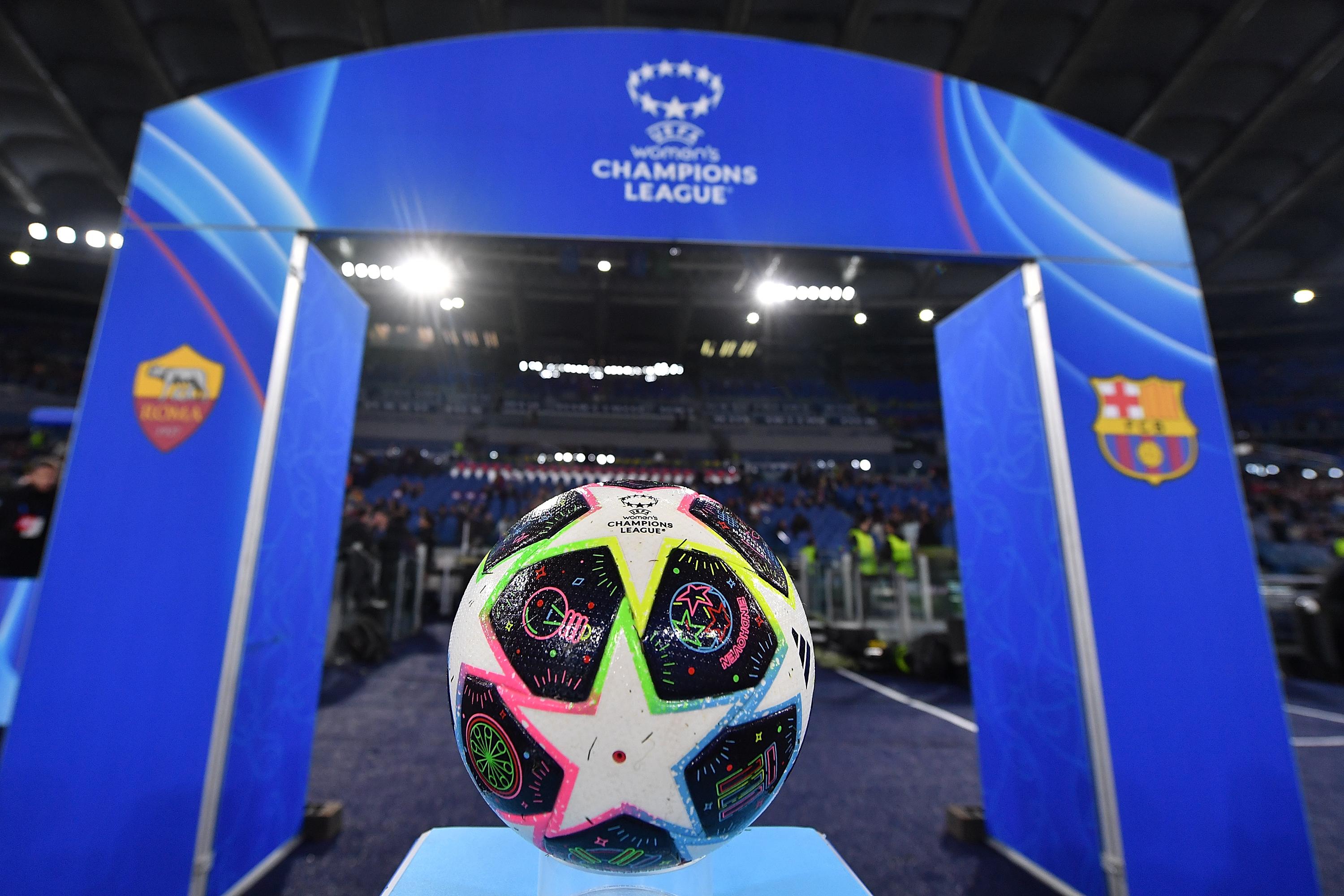 ROME, ITALY - MARCH 21: During the UEFA Women's Champions League quarter-final 1st leg match between AS Roma and FC Barcelona at Stadio Olimpico on March 21, 2023 in Rome, Italy. (Photo by Valerio Pennicino - UEFA/UEFA via Getty Images)