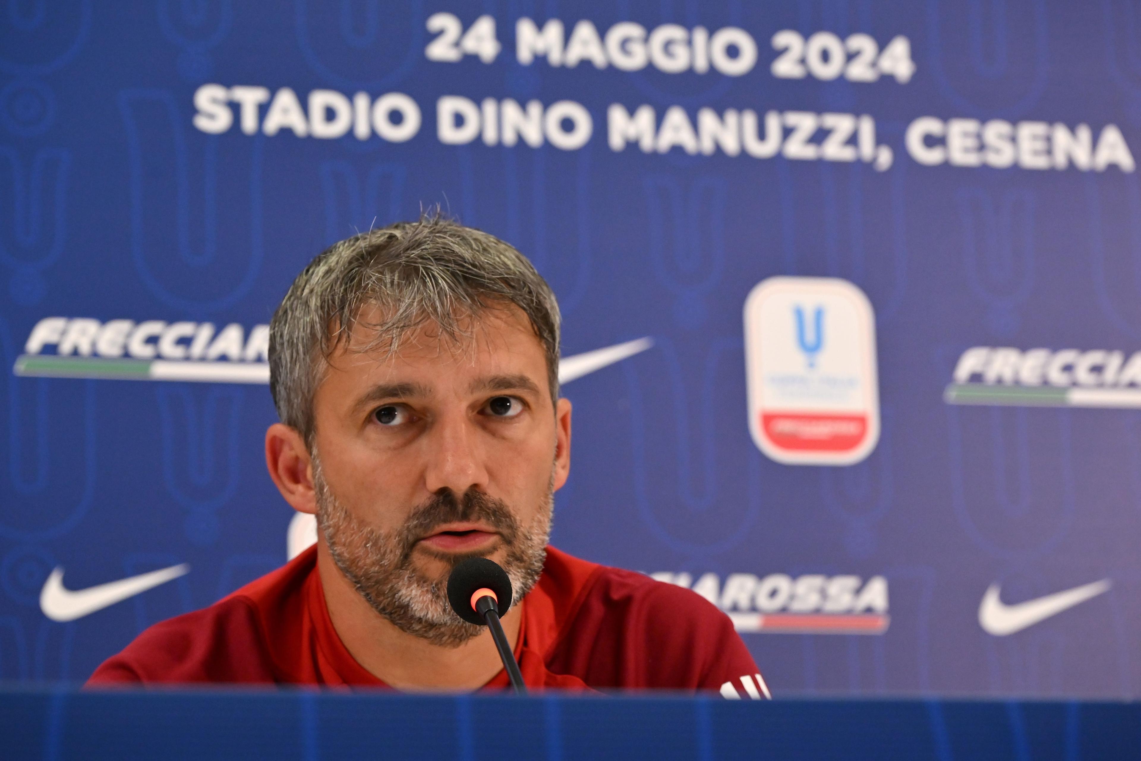 CESENA, ITALY - MAY 23: during the Women Supercup Press Conference at Dino Manuzzi Stadium on May 23, 2024 in Cesena, Italy. (Photo by Alessandro Sabattini/Getty Images)