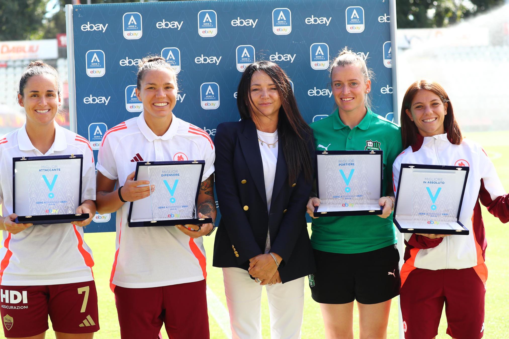 MVP Serie A Femminile eBay 2024-25: la premiazione delle calciatrici di Roma e Sassuolo