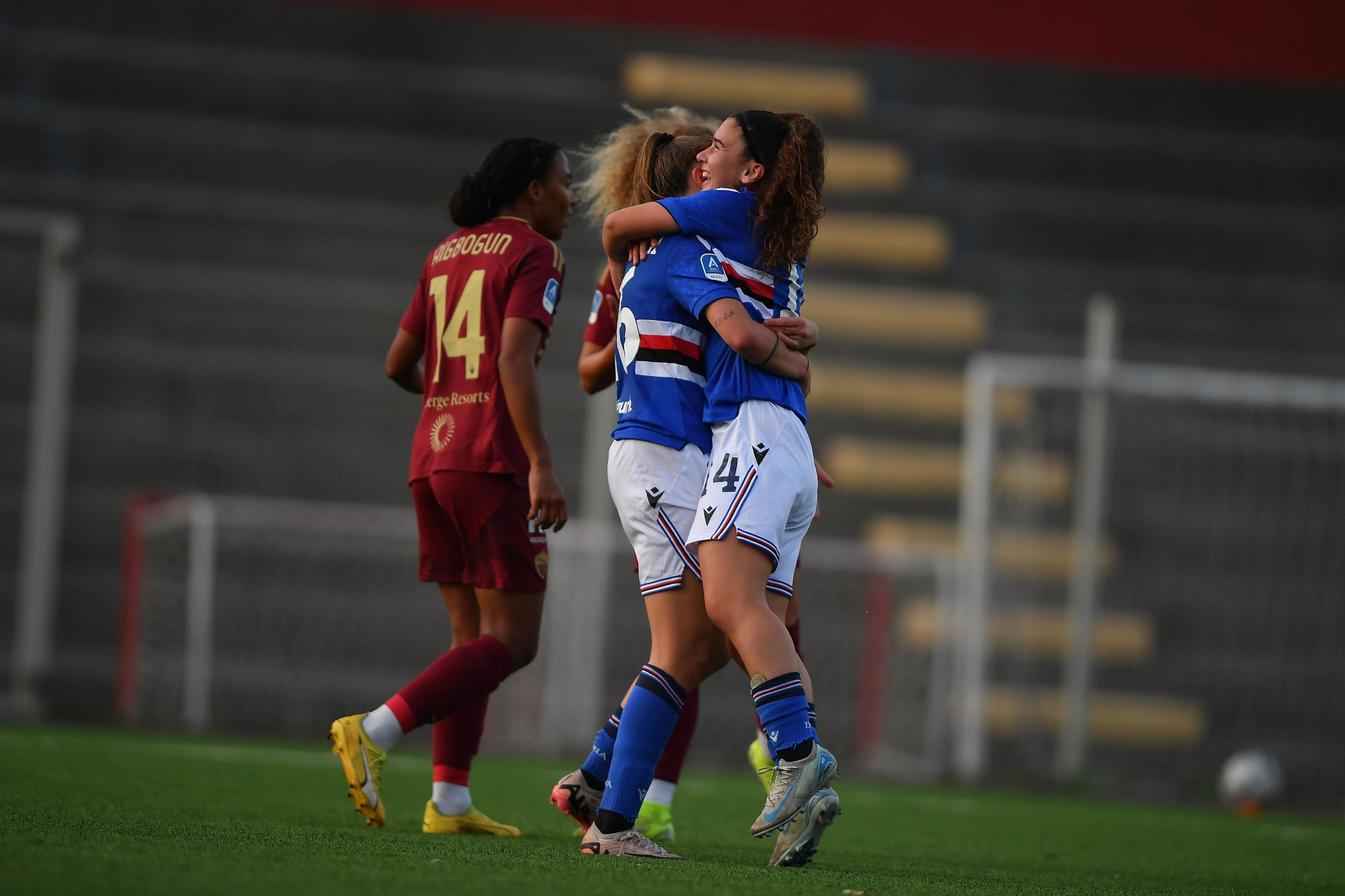Sofia Bertucci (Sampdoria Women)Giada Pellegrino Cimo (Sampdoria Women) ; November 03; 2024 - Football : Italian championship 2024 2025 Femminile ; 8°Day; match between Sampdoria Women1-5 Roma Women at Sciorba Stadium ; Genova, Italy; ;( photo by aicfoto)(ITALY) [0855]