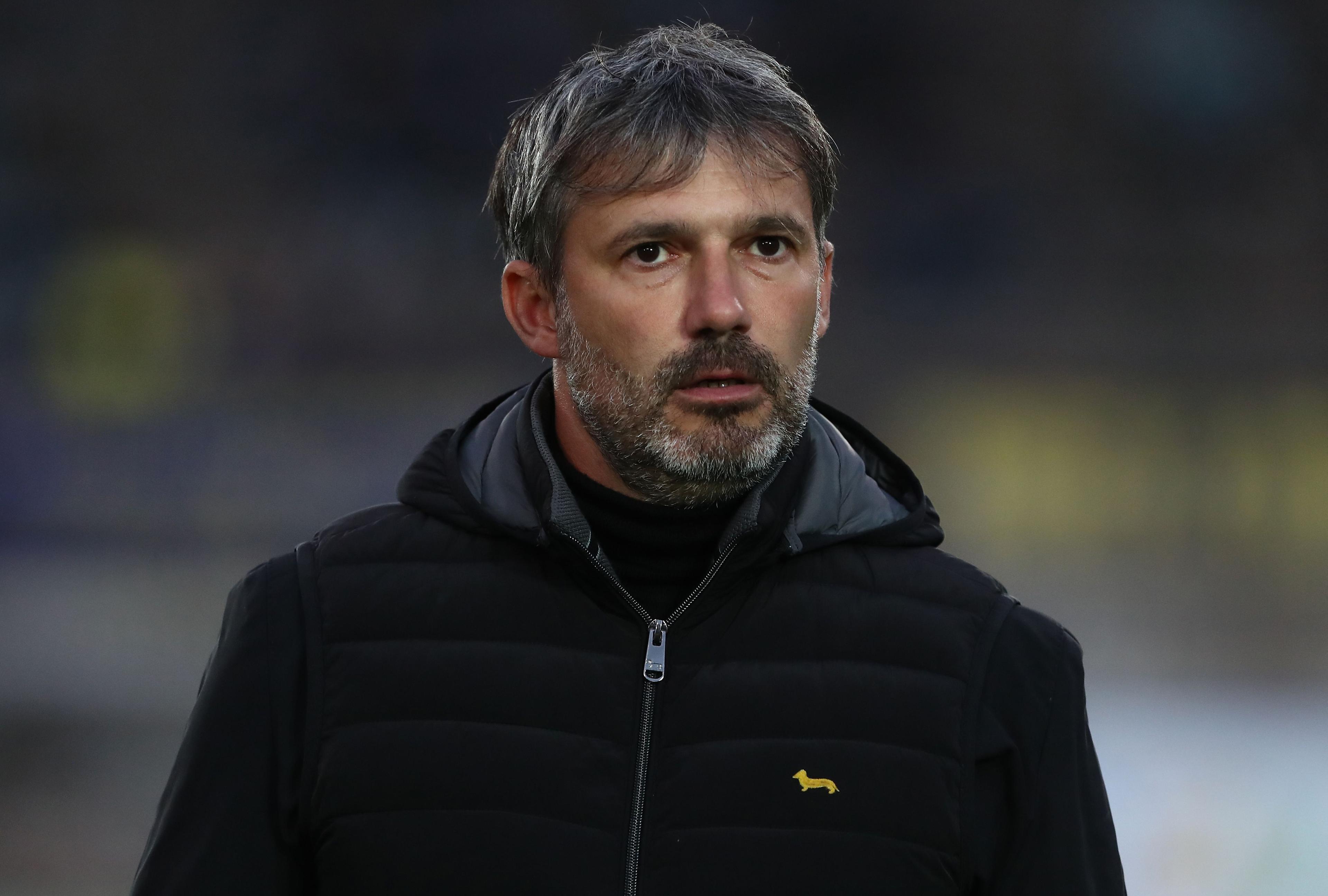 MILAN, ITALY - MARCH 29: AS Roma coach Alessandro Spugna looks on before the Women Serie A eBay match between FC Internazionale Women and AS Roma Women at Arena Civica Gianni Brera on March 29, 2024 in Milan, Italy. (Photo by Marco Luzzani/Getty Images)