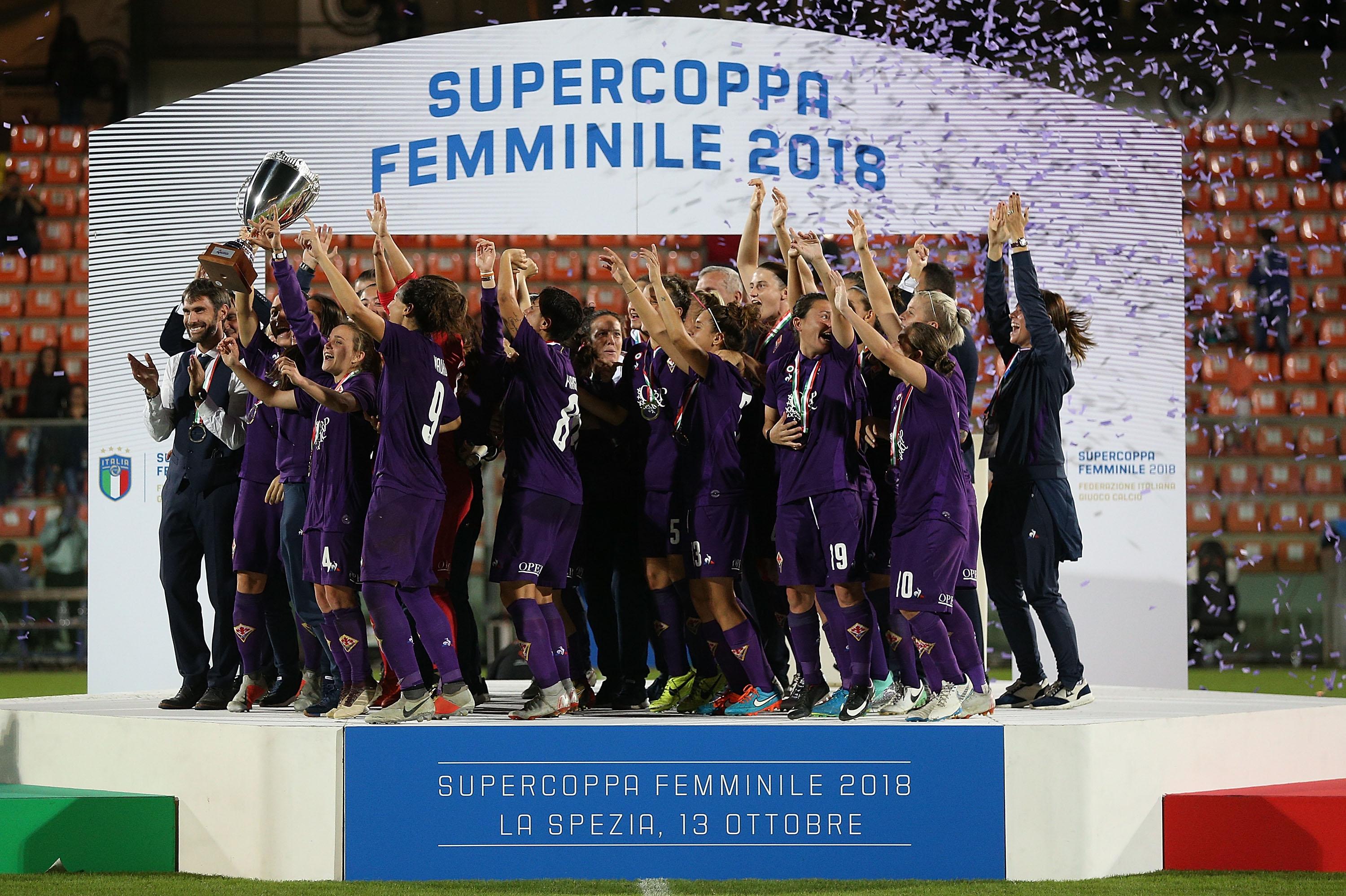 during the Italian Supercup match between Juventus Women and Fiorentina Women on October 13, 2018 in La Spezia, Italy.