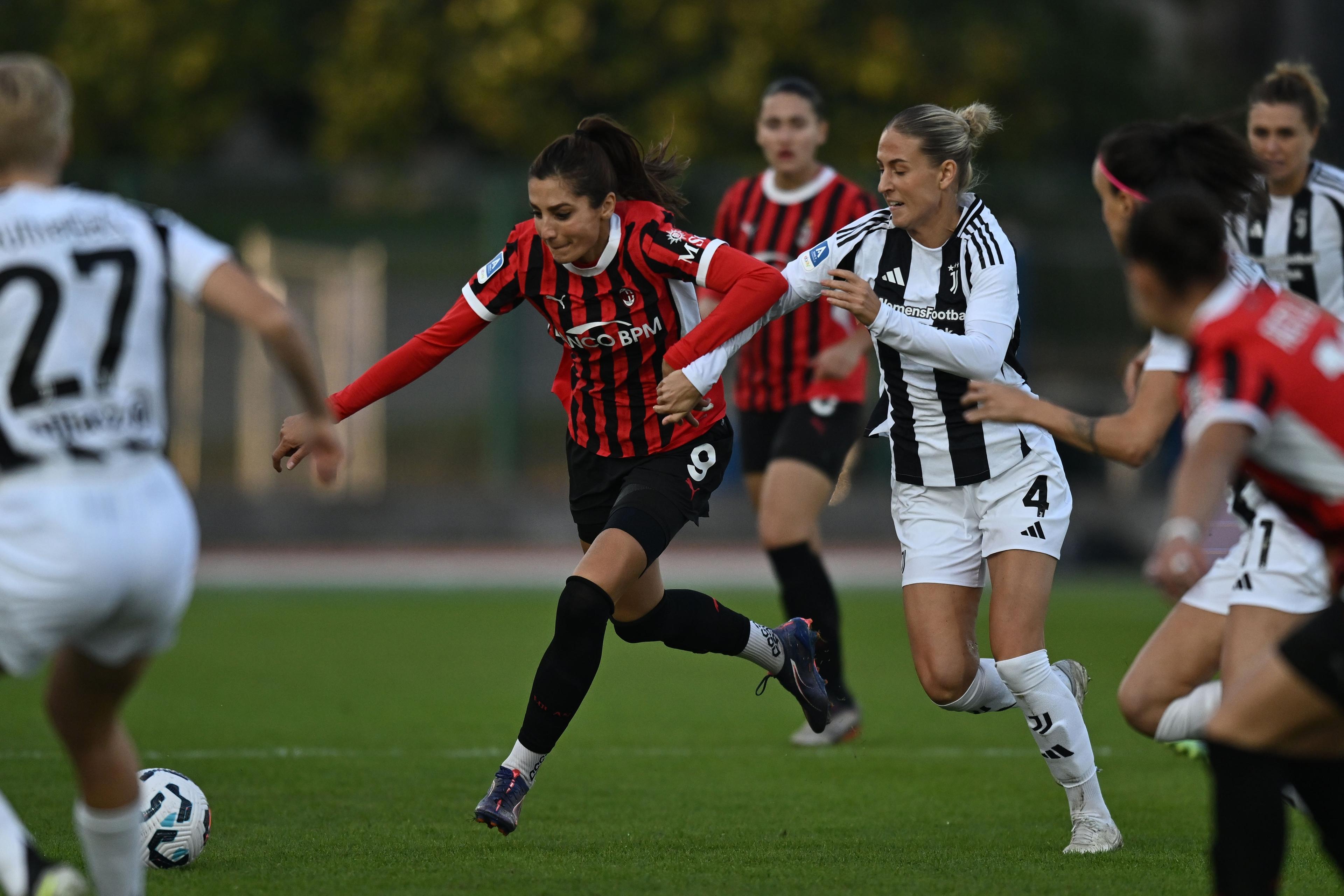 Nadia Nadim (Milan Women)Emma Kullberg (Juventus Women)              ; \\rNovember 09; 2023 - Football : Italian championship 2024 2025  Femminile ; 9\\u00B0Day ; match between Juventus Women 3-0 Milan Women  at  Vittorio Pozzo Lamarmora Stadium  ; Biella, Italy;         ;( photo by aicfoto)(ITALY) [0855]\\r