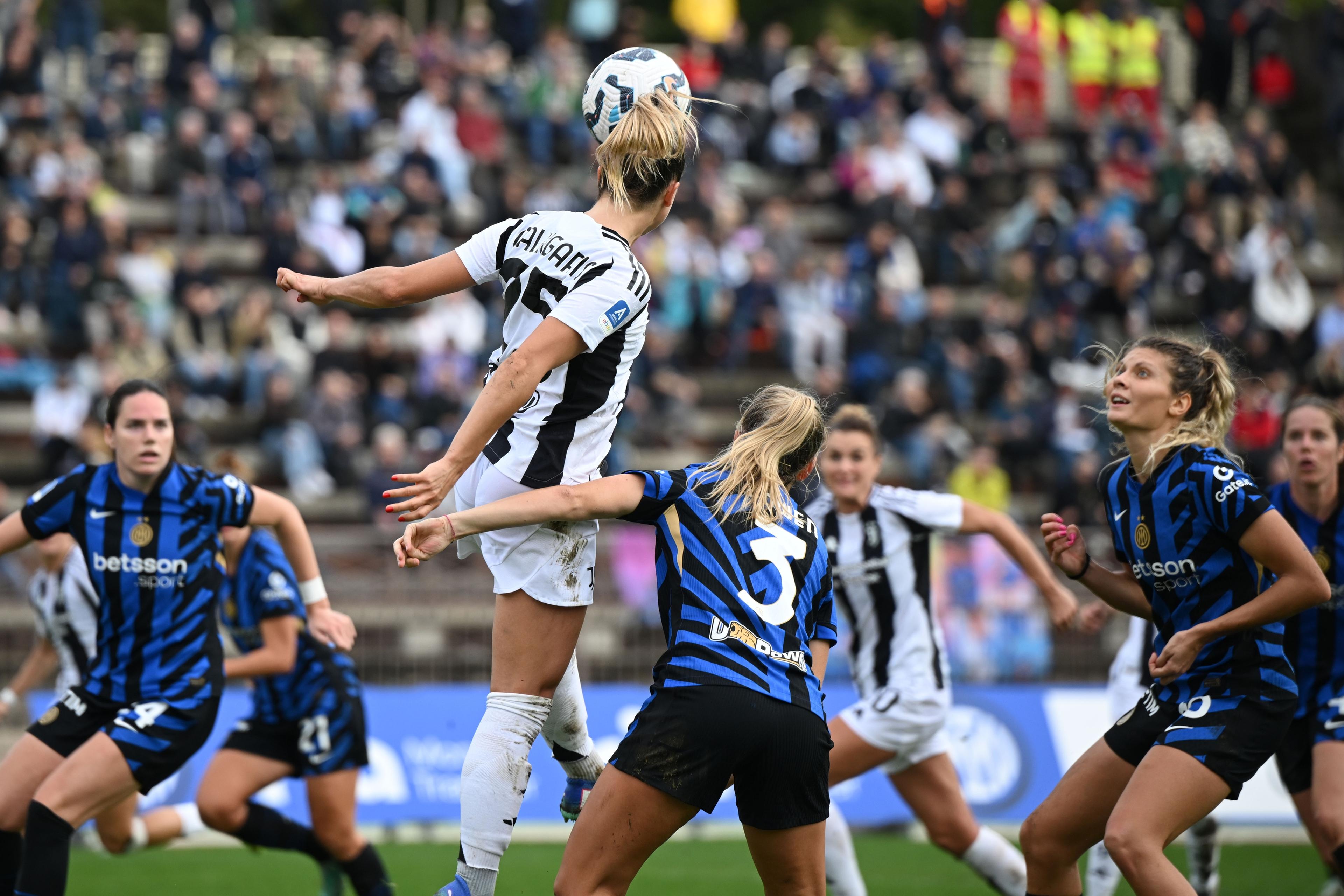 Viola Calligaris (Juventus Women)Katie Bowen (Inter Women)Michela Cambiaghi (Inter Women)              ; \\rOctober 20; 2024 - Football : Italian championship 2024 2025  Femminile   ; 7\\u00B0Day ; match between Inter Women 0-0 Juventus Women  at  Arena Civica Gianni BreraStadium   ; Milano, Italy;         ;( photo by aicfoto)(ITALY) [0855]\\r