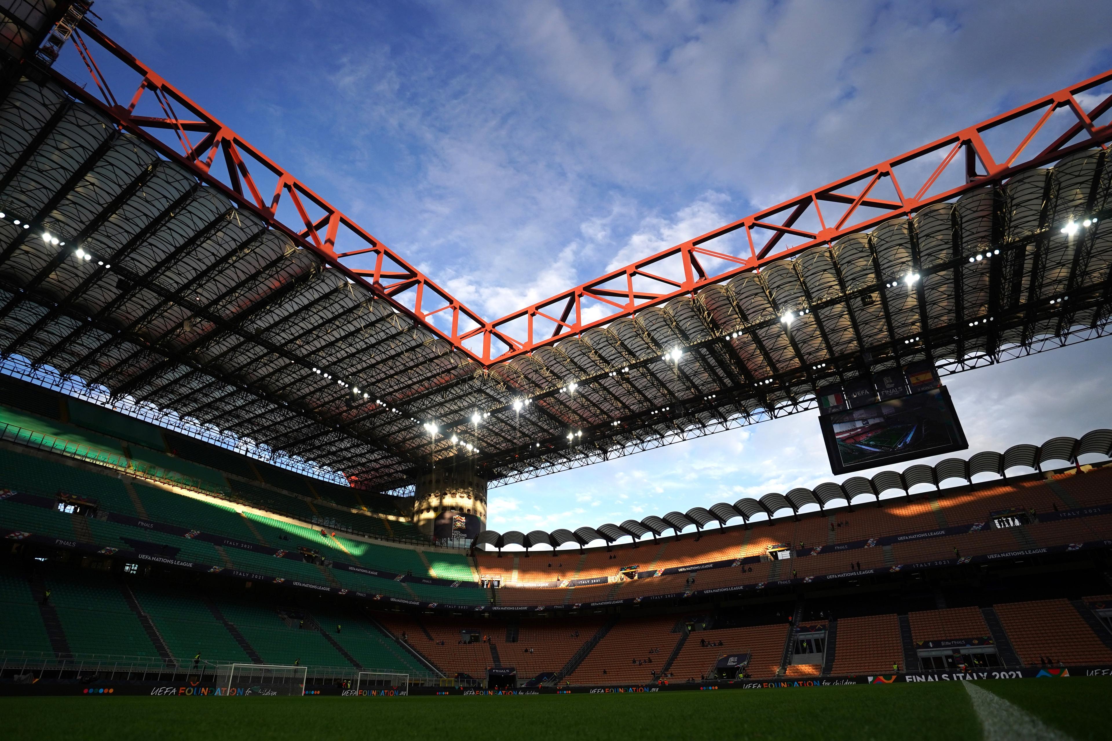 MILAN, ITALY - OCTOBER 06: A genral view before the UEFA Nations League 2021 Semi-final match between Italy and Spain at Giuseppe Meazza Stadium on October 06, 2021 in Milan, Italy. (Photo by Claudio Villa/Getty Images)