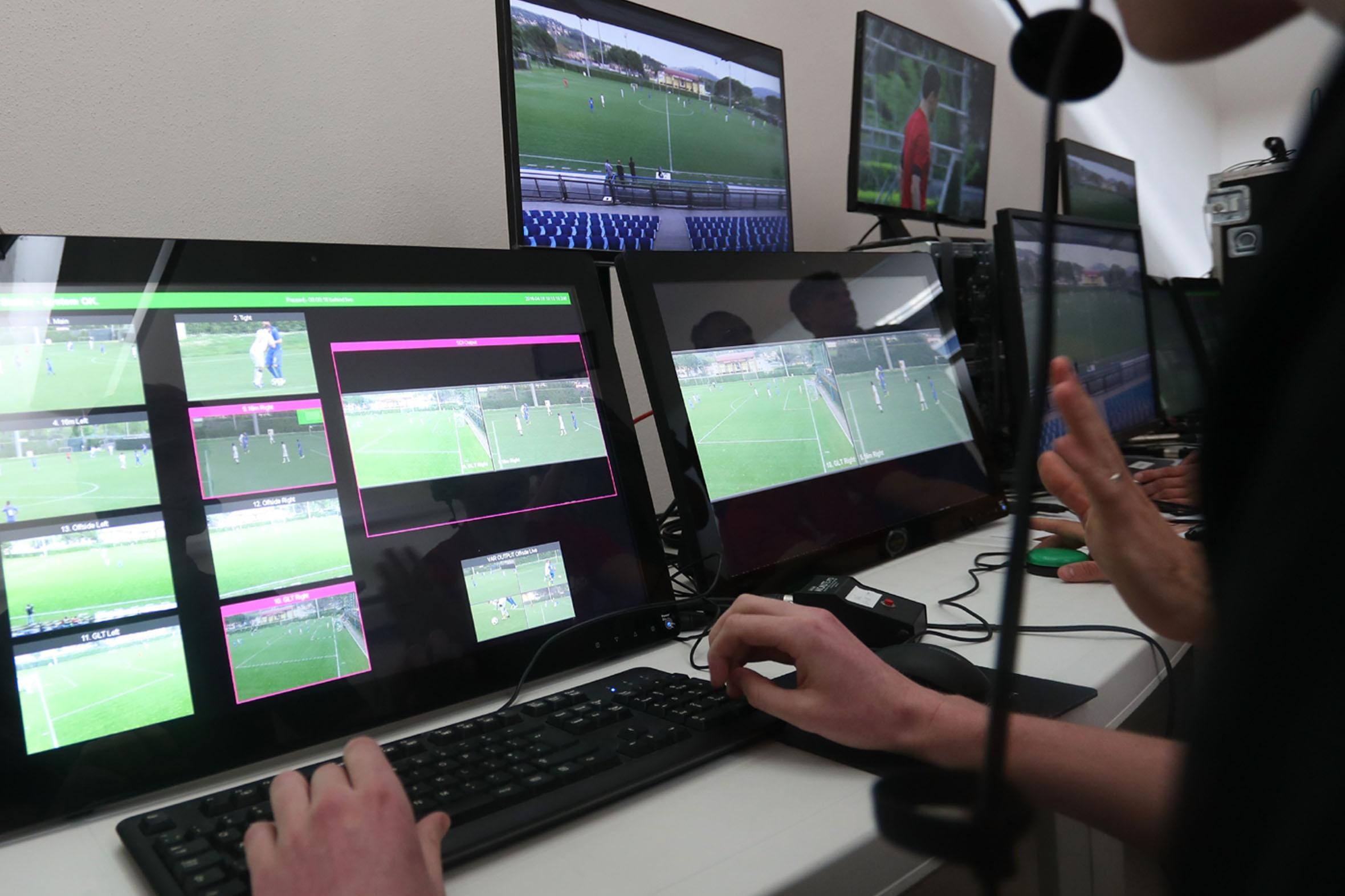 FLORENCE, ITALY - APRIL 18: General view of the VAR hall during the FIFA Referee Seminar - Media Day at Coverciano on April 18, 2018 in Florence, Italy.  (Photo by Gabriele Maltinti/Getty Images)