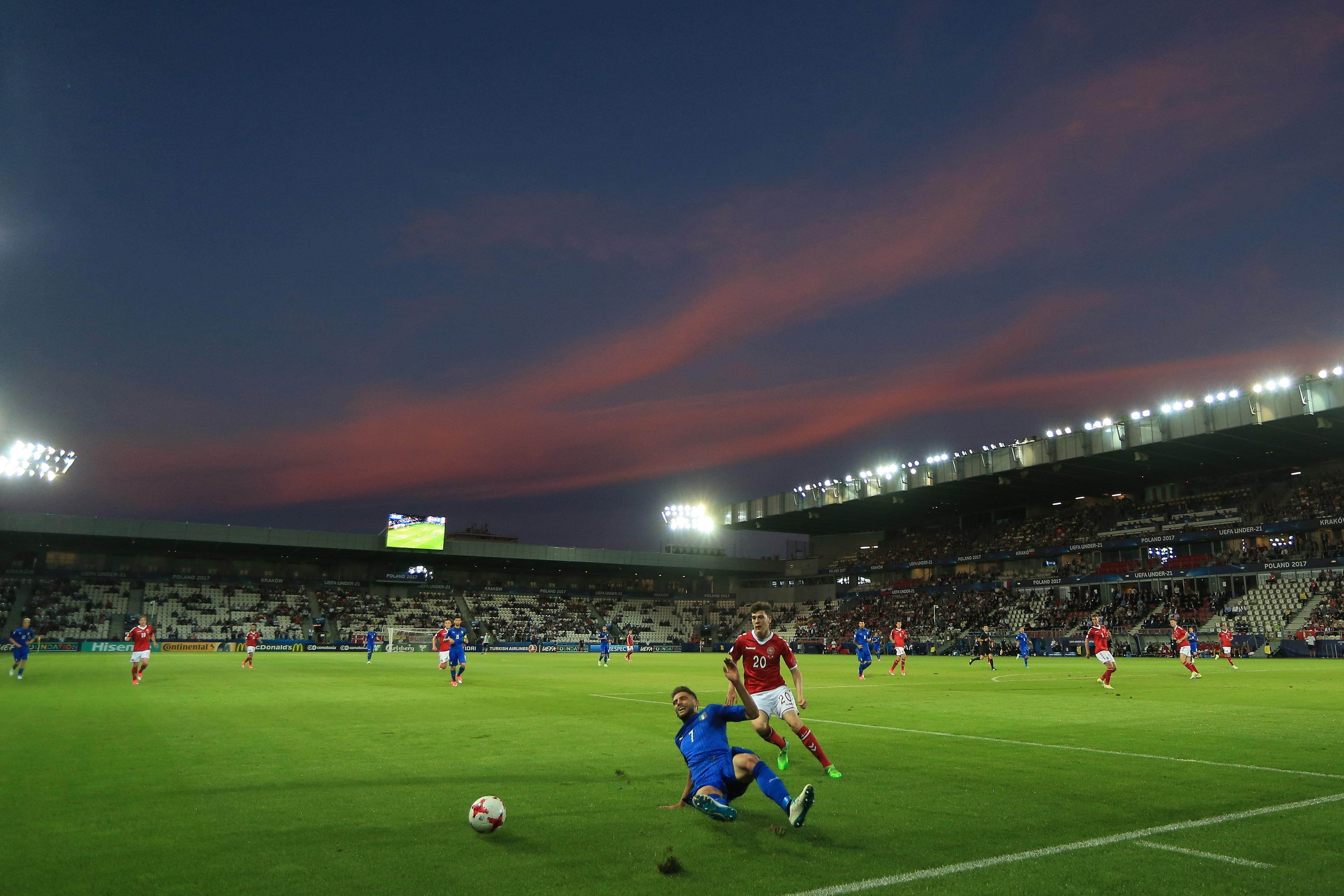 KRAKOW, POLAND - JUNE 18: General view inside the stadium during the UEFA European Under-21 Championship Group C match between Denmark and Italy at Krakow Stadium on June 18, 2017 in Krakow, Poland. (Photo by Stephen Pond/Getty Images)
